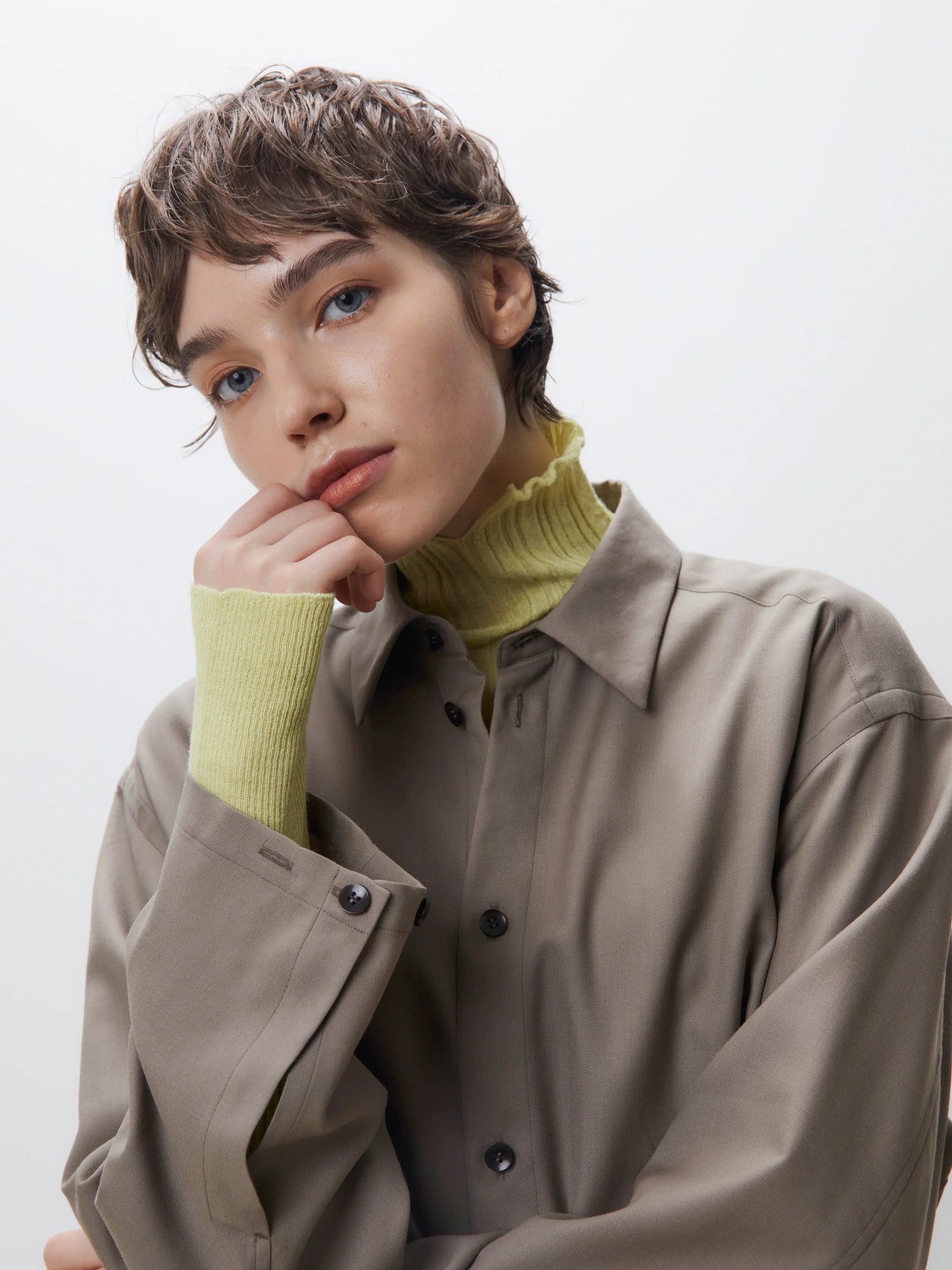 Namu Shop - Unfil Baby Suri Alpaca High Neck Sweater - Lemon Yellow
