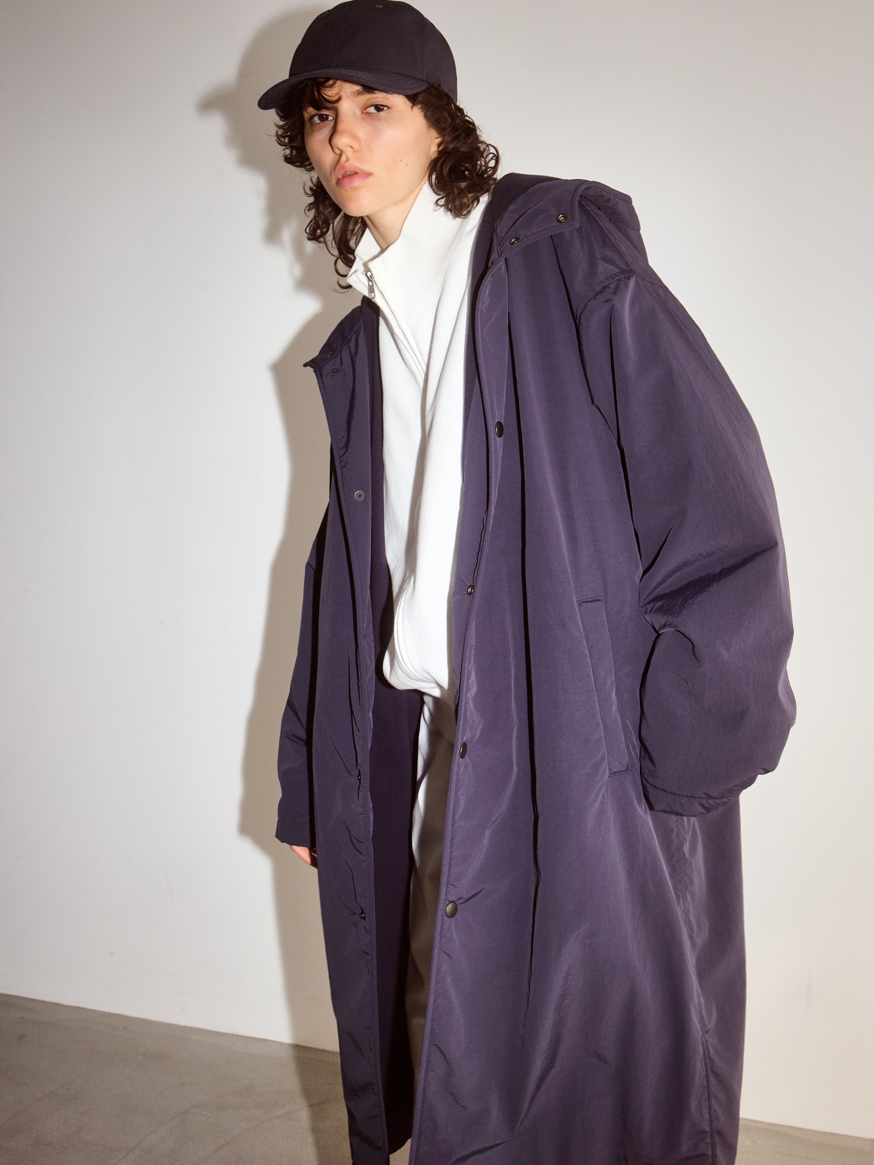 Namu Shop - Y Recycle Nylon Taffeta/Recycle Polyester Fleece Coat - Navy