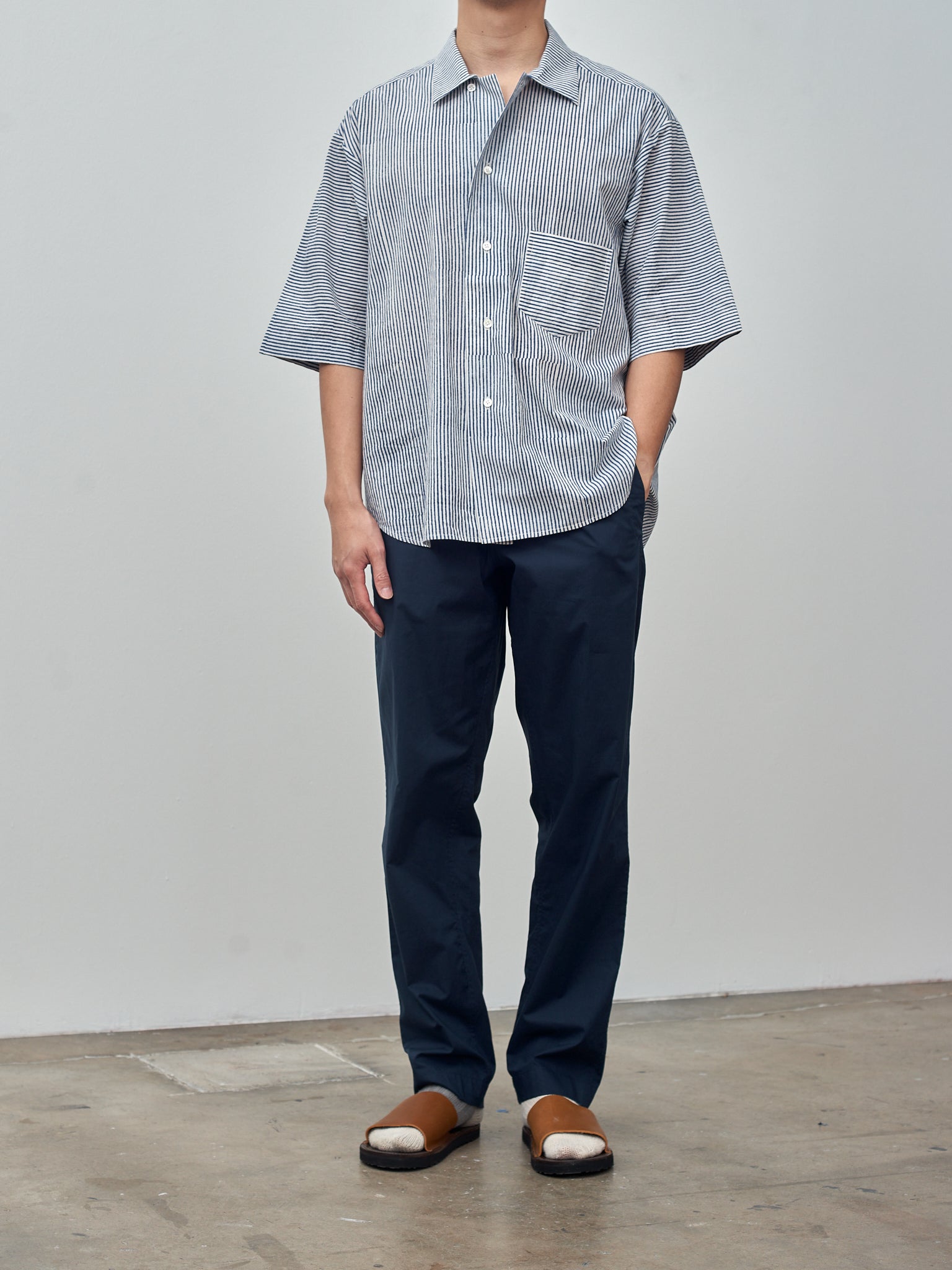 Namu Shop - Jan Machenhauer Fred Shirt - Blue Block Print Stripe