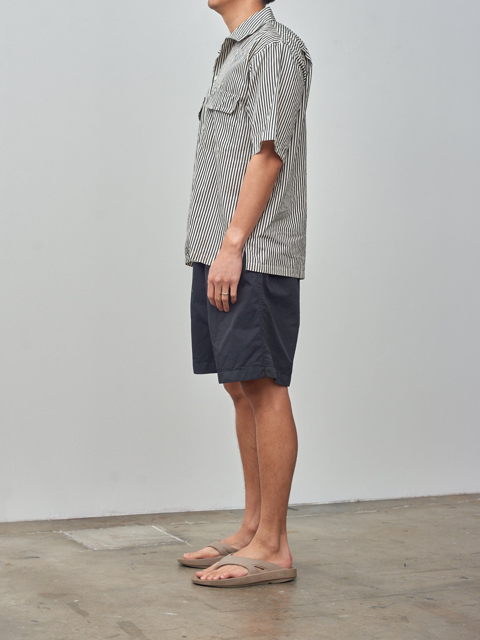 Namu Shop - Kaptain Sunshine Short Sleeve Open Collar Shirt - Hickory Stripe