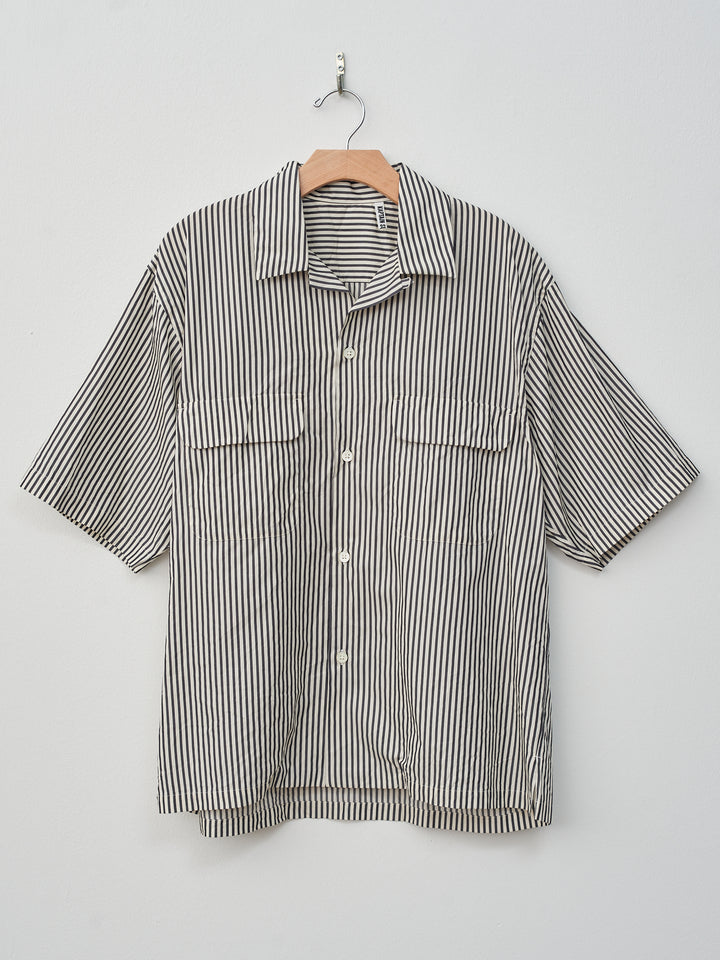 Namu Shop - Kaptain Sunshine Short Sleeve Open Collar Shirt - Hickory Stripe