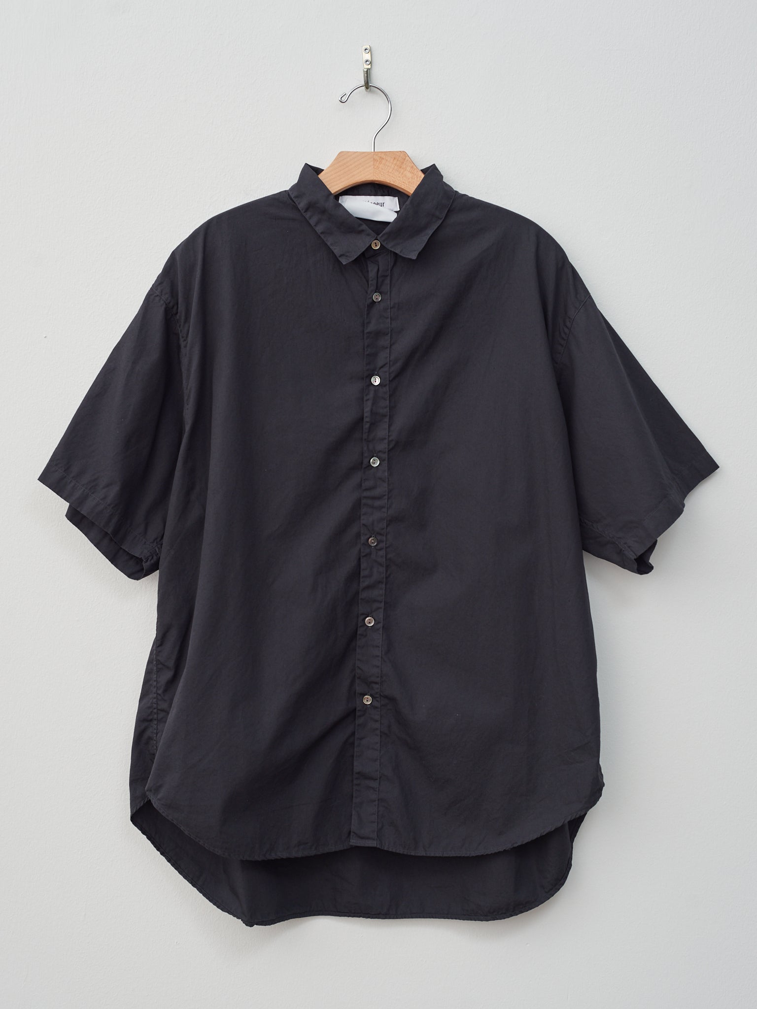 Namu Shop - Veritecoeur Half Sleeve Big Shirt - Charcoal