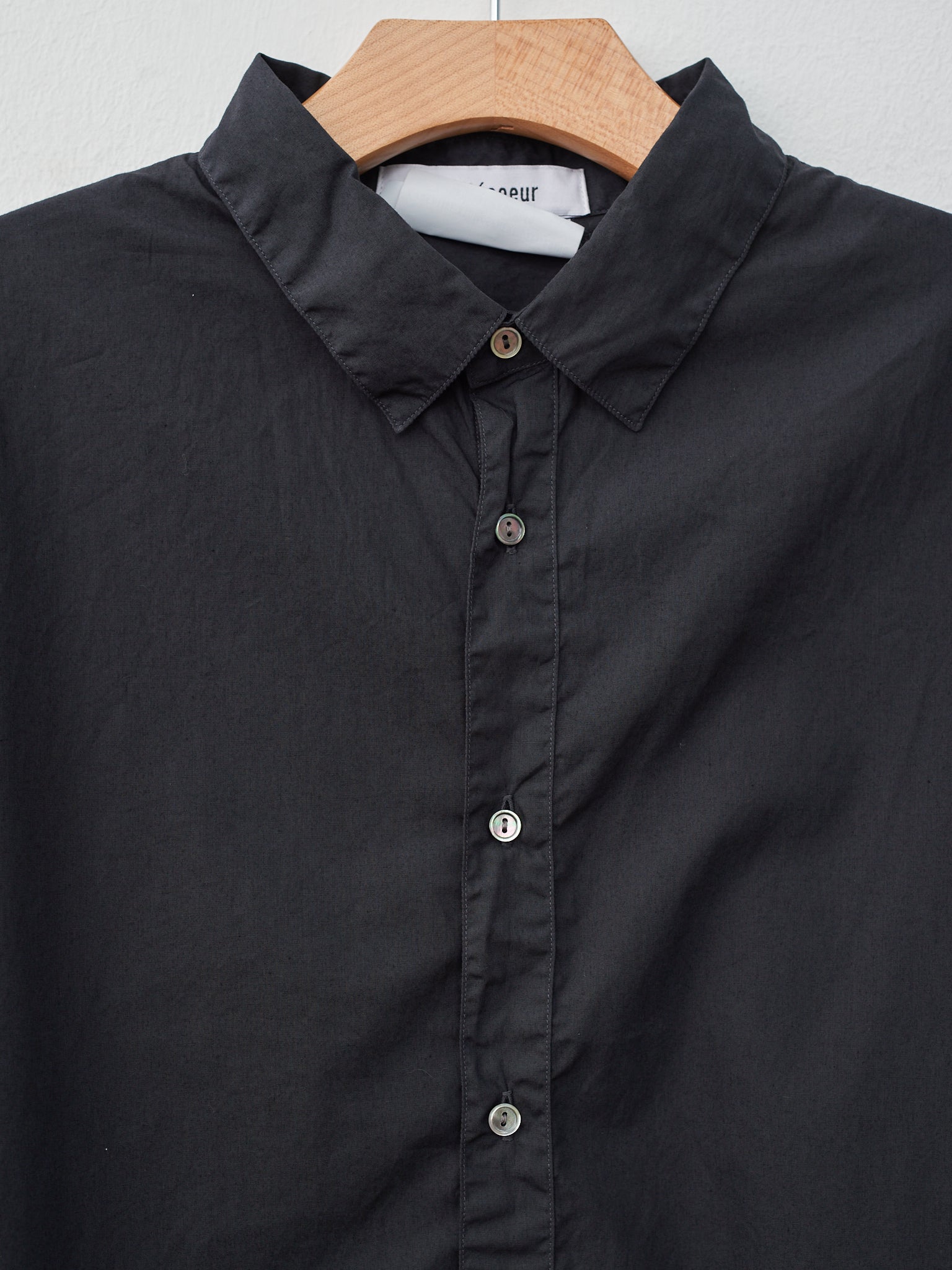 Namu Shop - Veritecoeur Half Sleeve Big Shirt - Charcoal