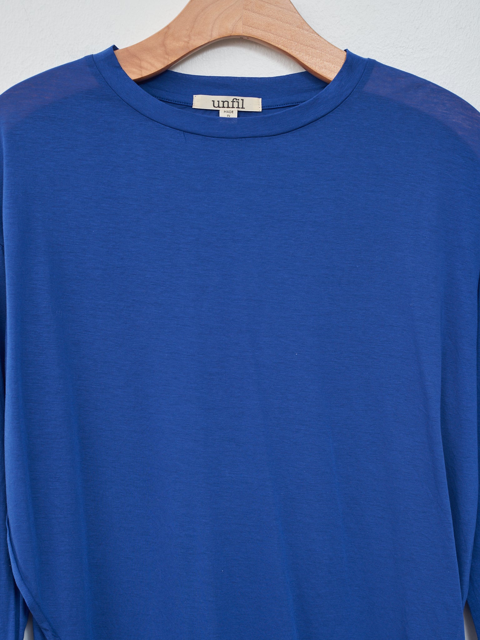 Namu Shop - Unfil Twisted Cotton Sheer Jersey Long Sleeve Tee - Lapis Blue