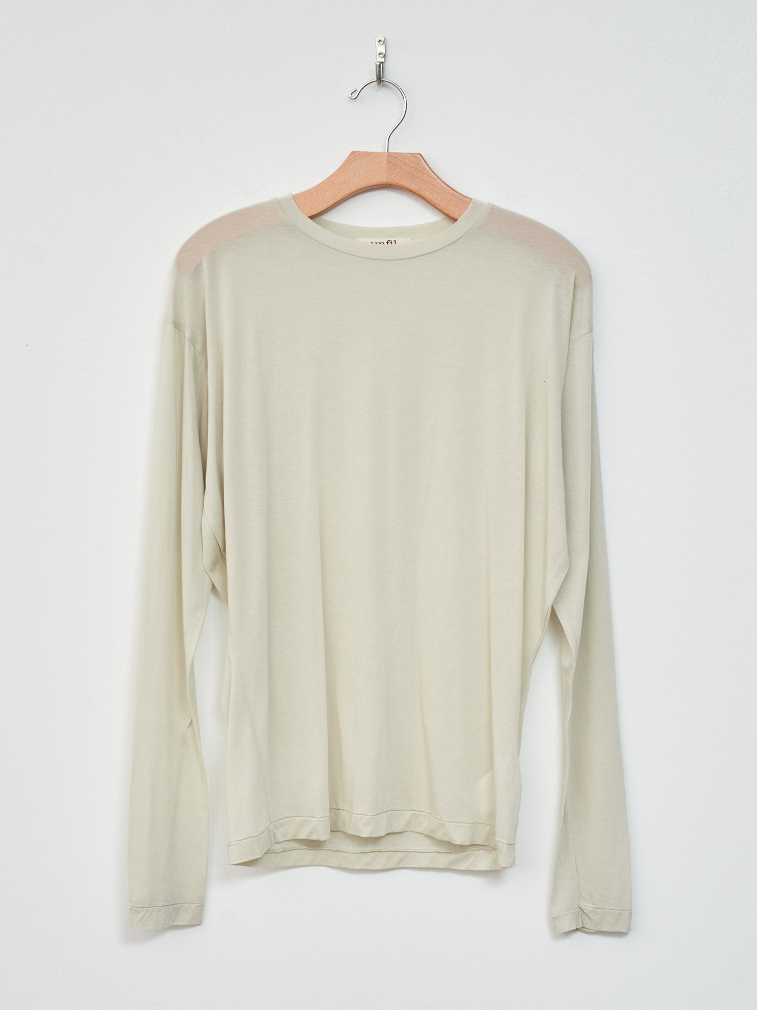 Namu Shop - Unfil Twisted Cotton Sheer Jersey Long Sleeve Tee - Fog Green