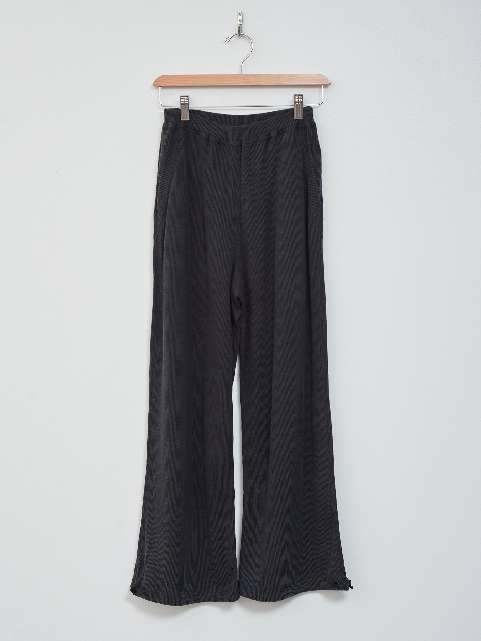 Namu Shop - Unfil Raw Silk Rib Jersey Wide Leg Truck Pants - Black Berry