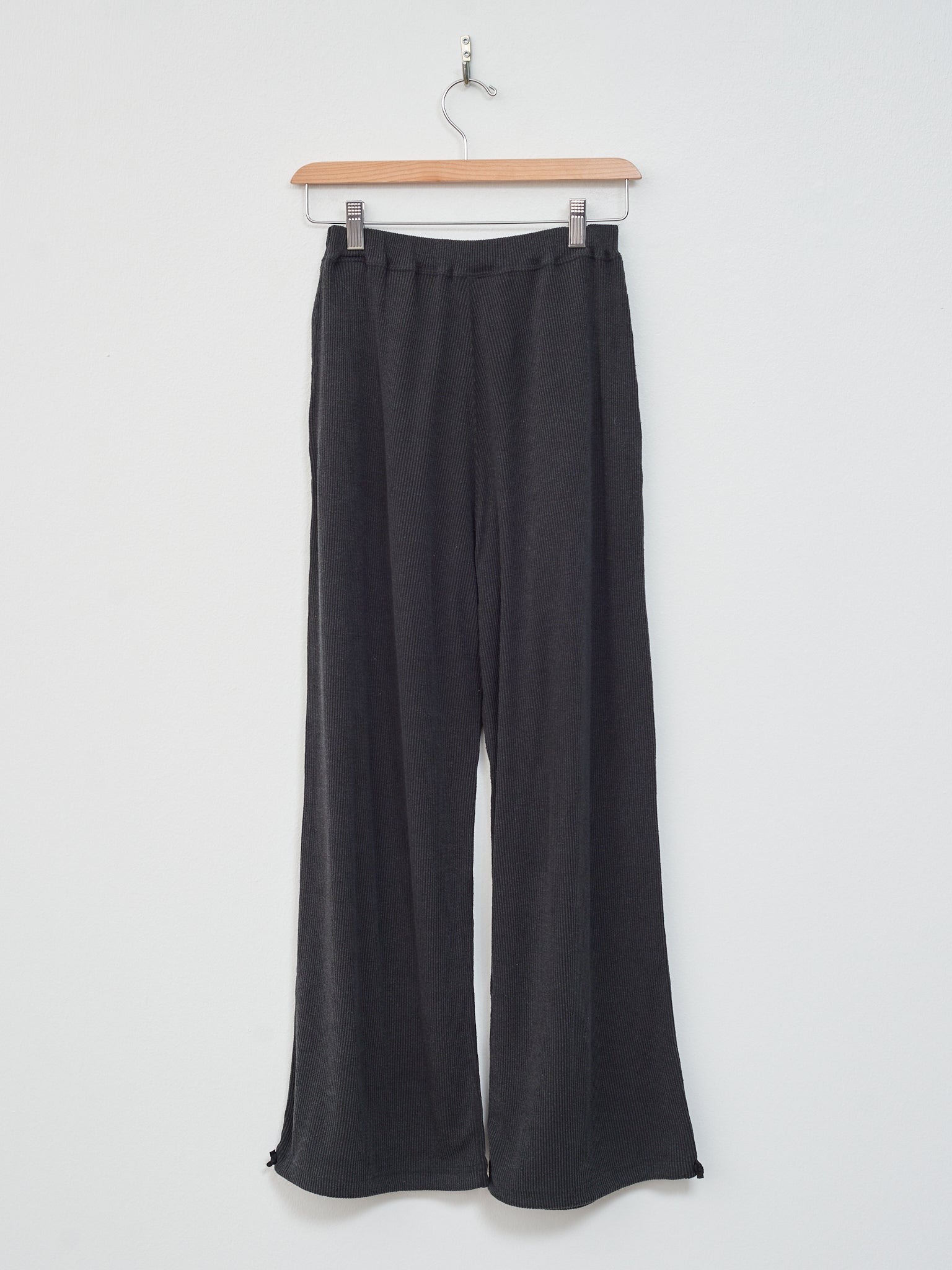 Namu Shop - Unfil Raw Silk Rib Jersey Wide Leg Truck Pants - Black Berry
