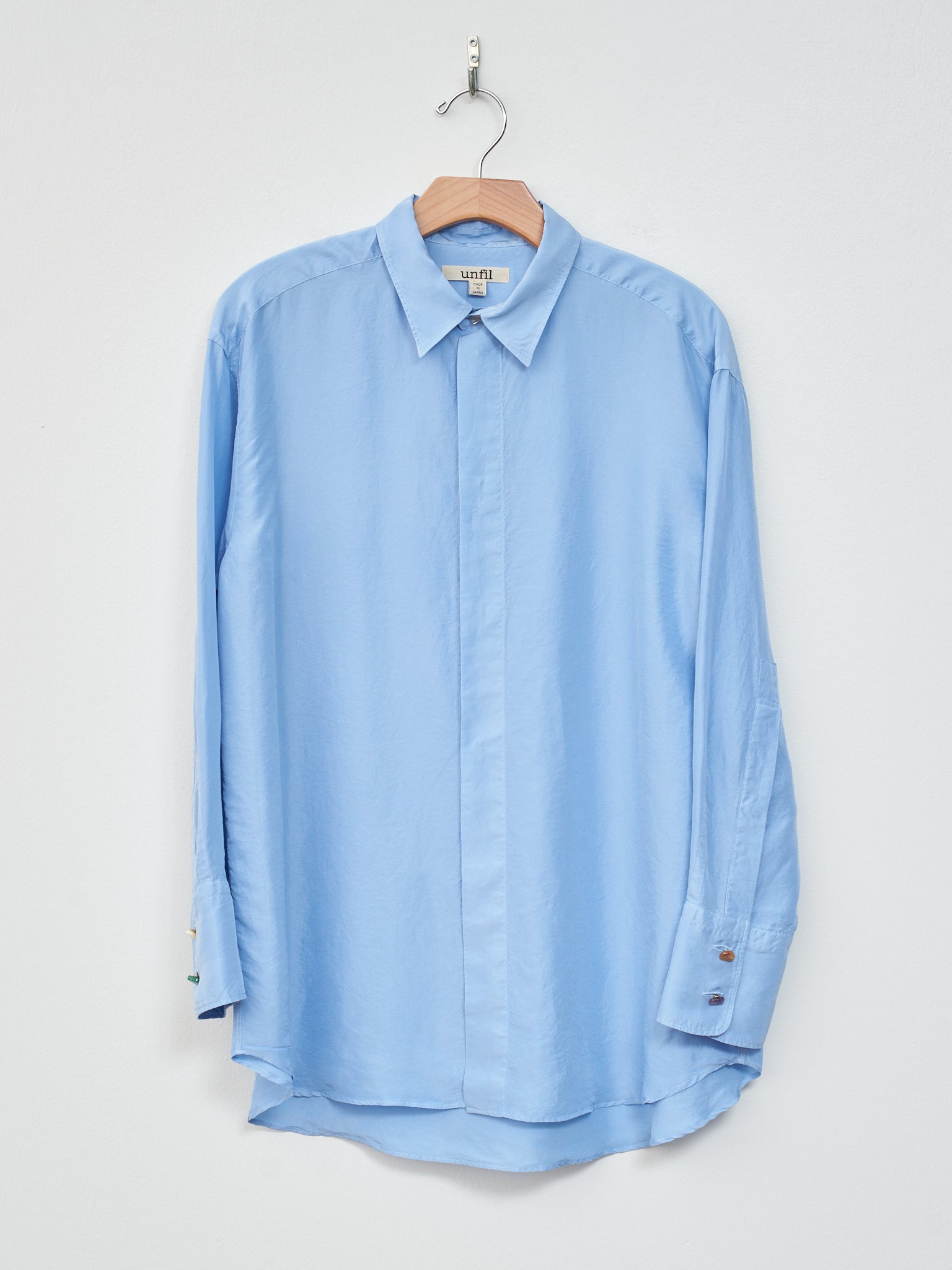 Namu Shop - Unfil Silk Habotai Oversized Shirt - Sax Blue