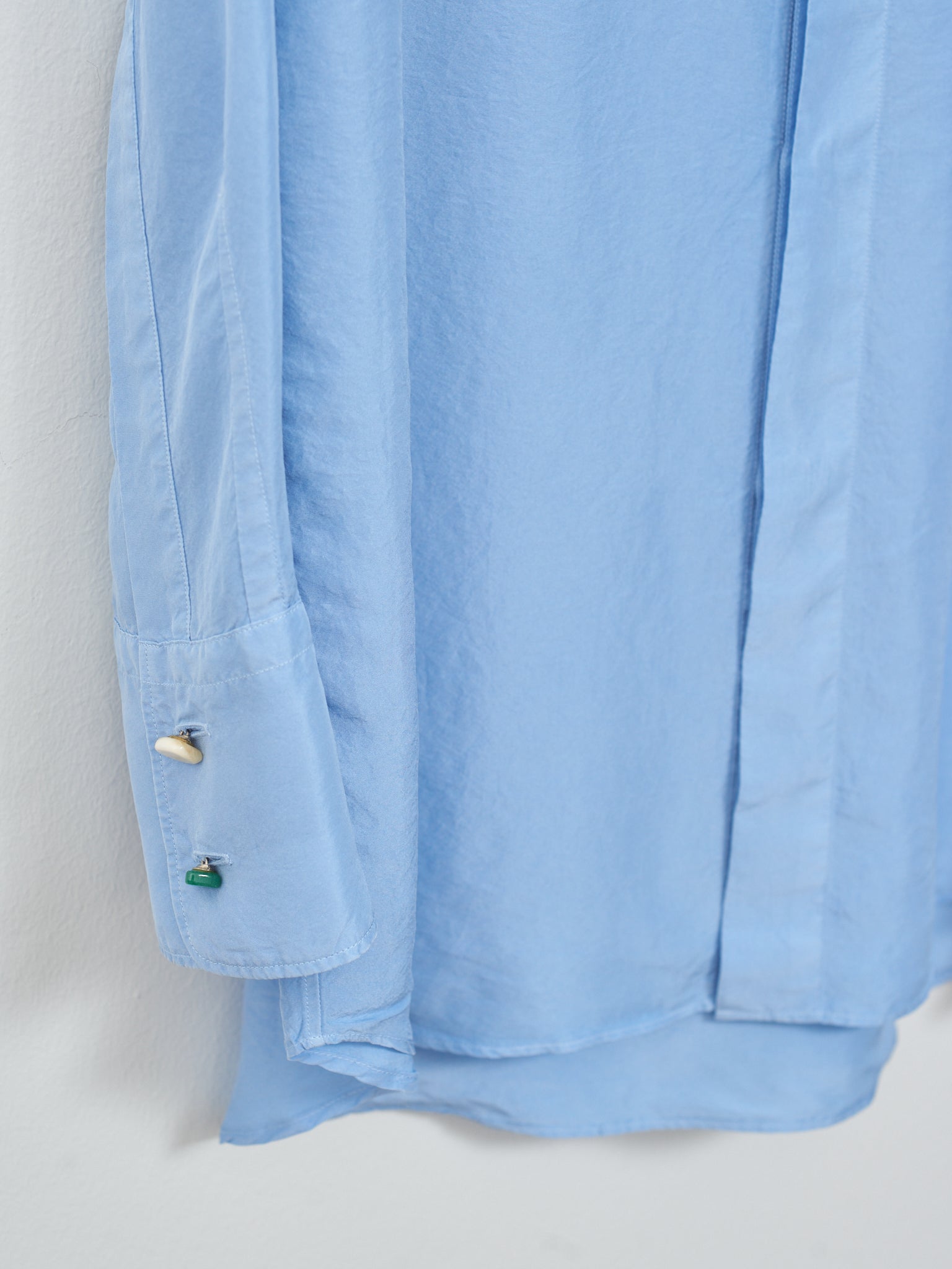 Namu Shop - Unfil Silk Habotai Oversized Shirt - Sax Blue