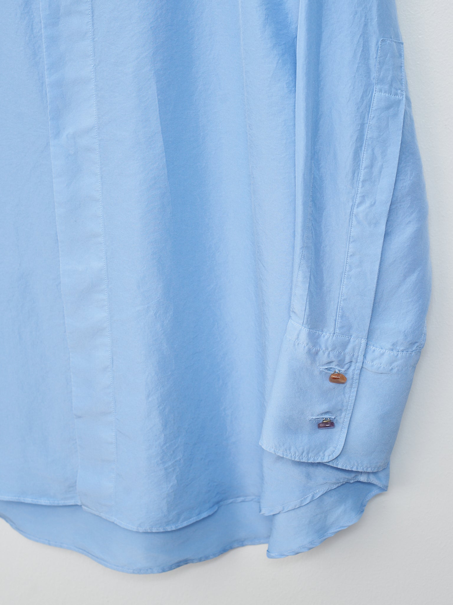 Namu Shop - Unfil Silk Habotai Oversized Shirt - Sax Blue