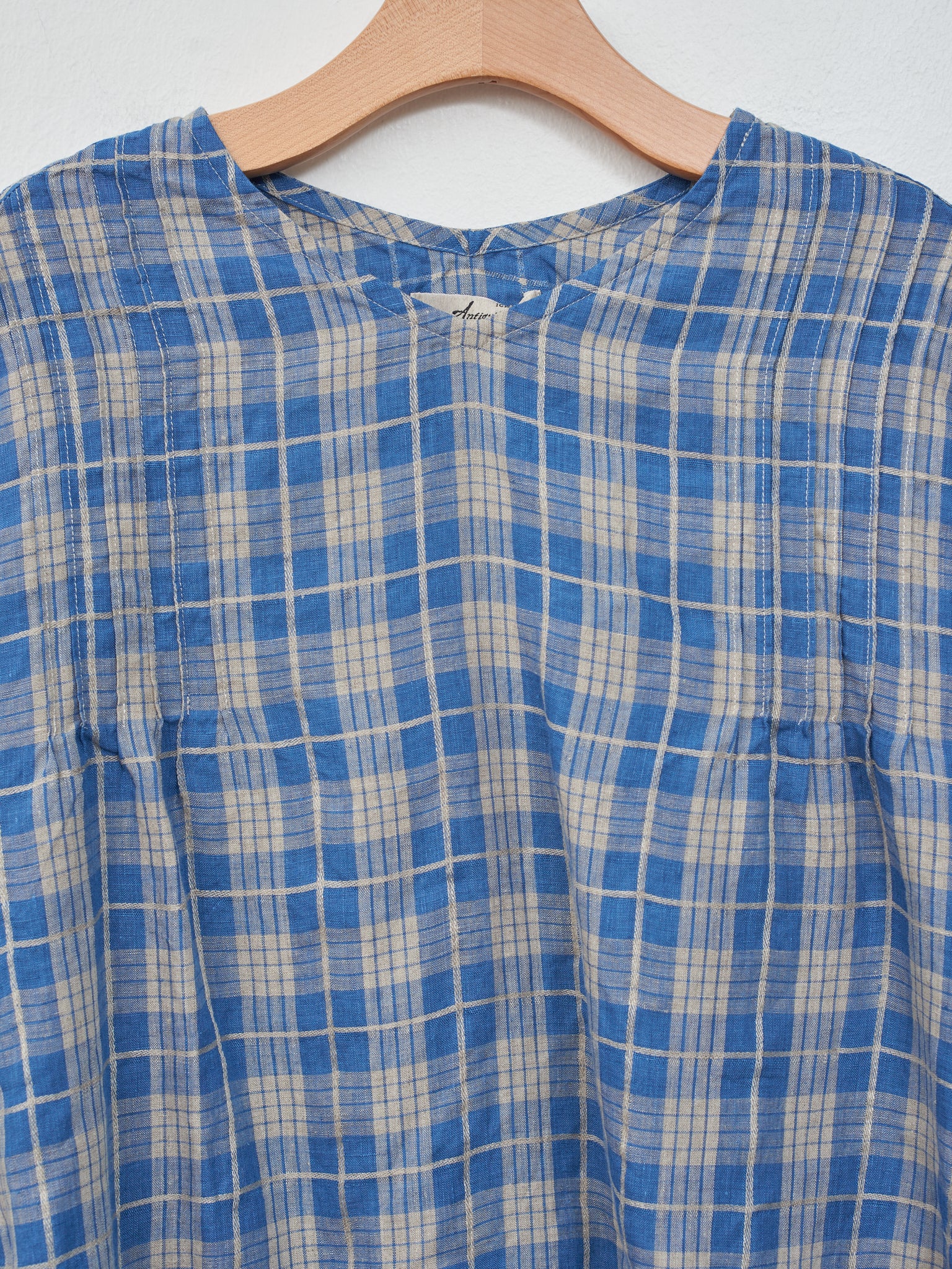 Namu Shop - Ichi Indigo Check Pullover - Indigo Light x Natural