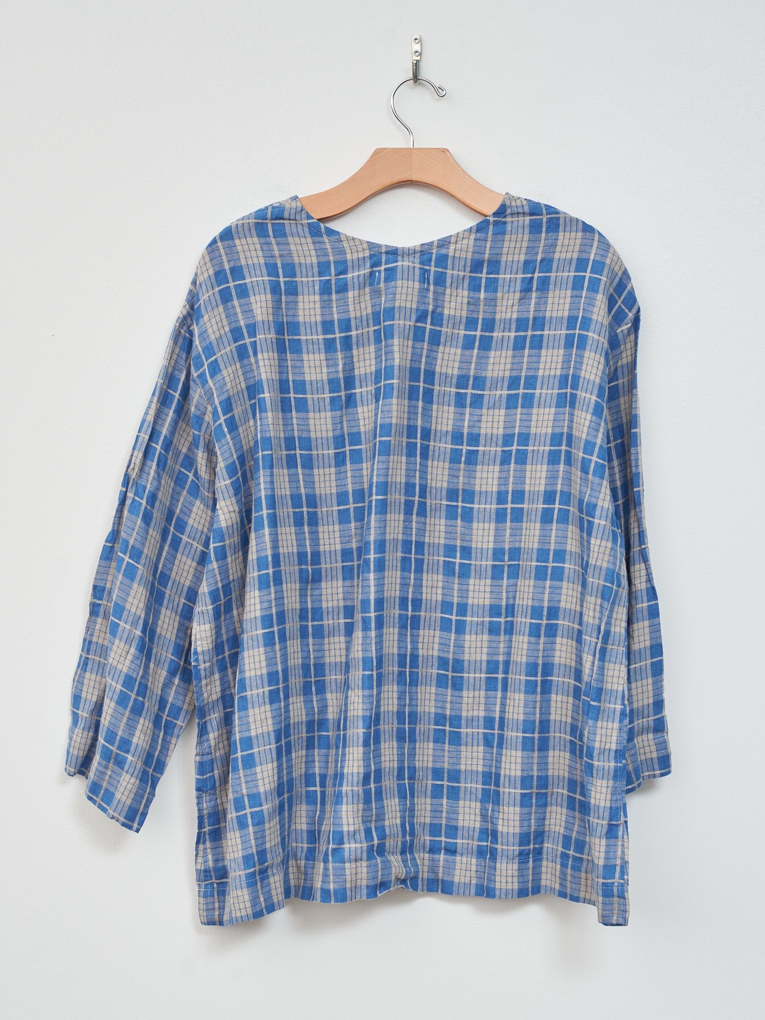 Namu Shop - Ichi Indigo Check Pullover - Indigo Light x Natural