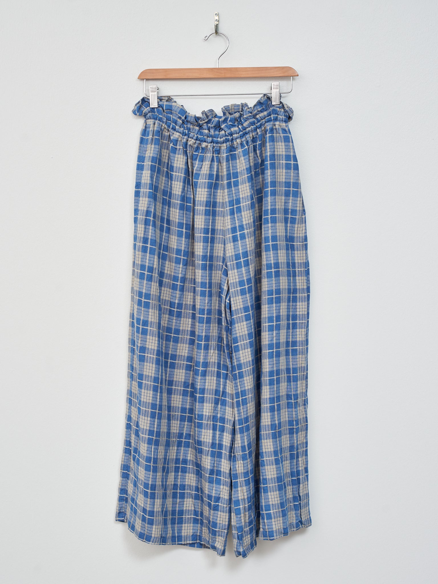 Namu Shop - Ichi Indigo Check Pants - Indigo Light x Natural