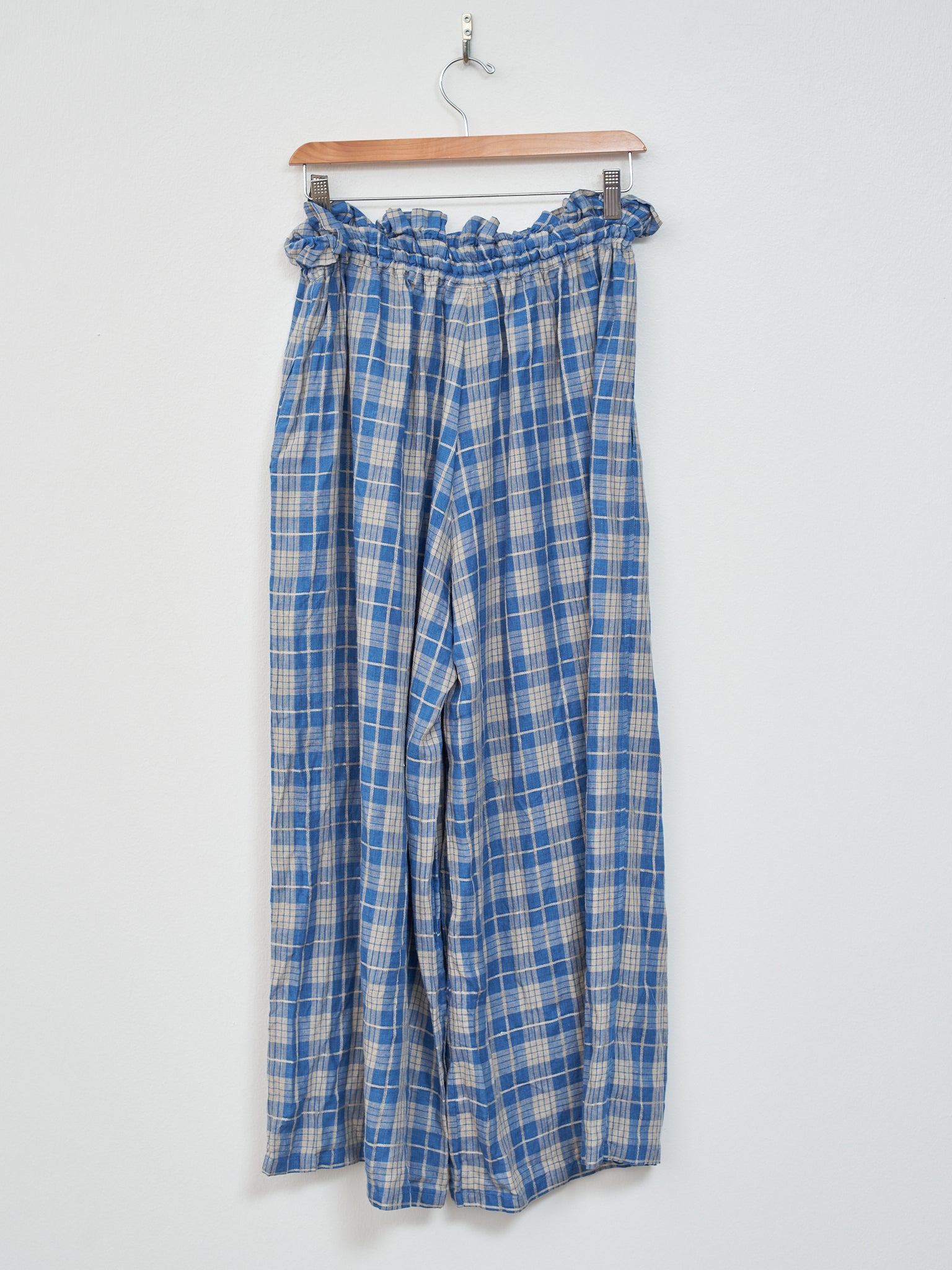 Namu Shop - Ichi Indigo Check Pants - Indigo Light x Natural