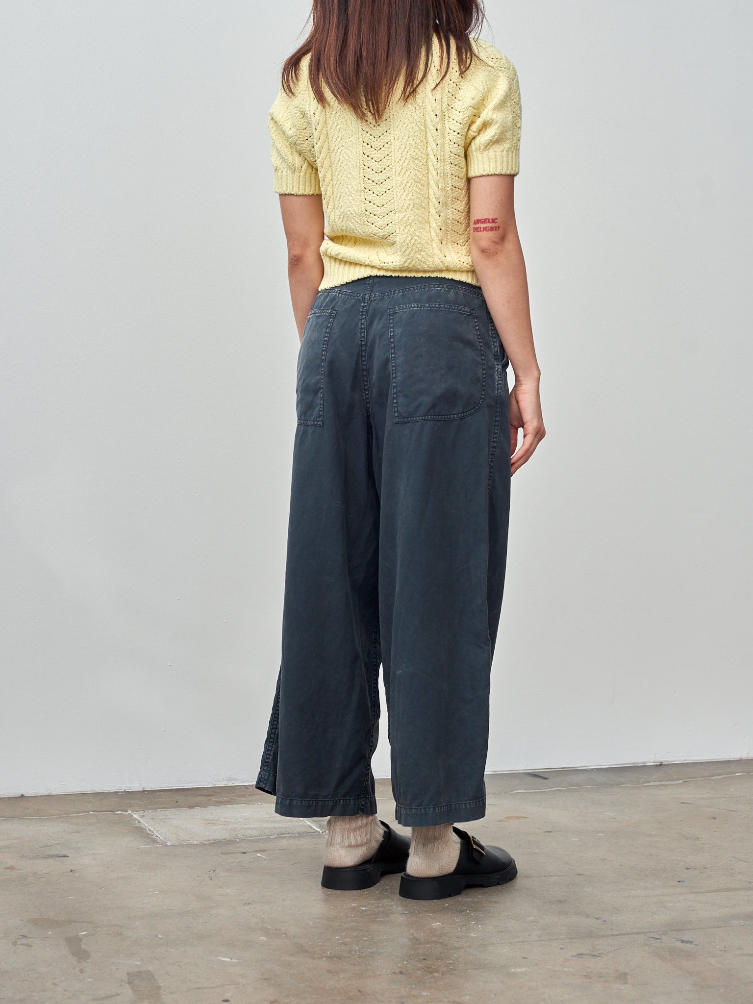 Namu Shop - Unfil Open Work Cable Knit Sweater - Cream Yellow
