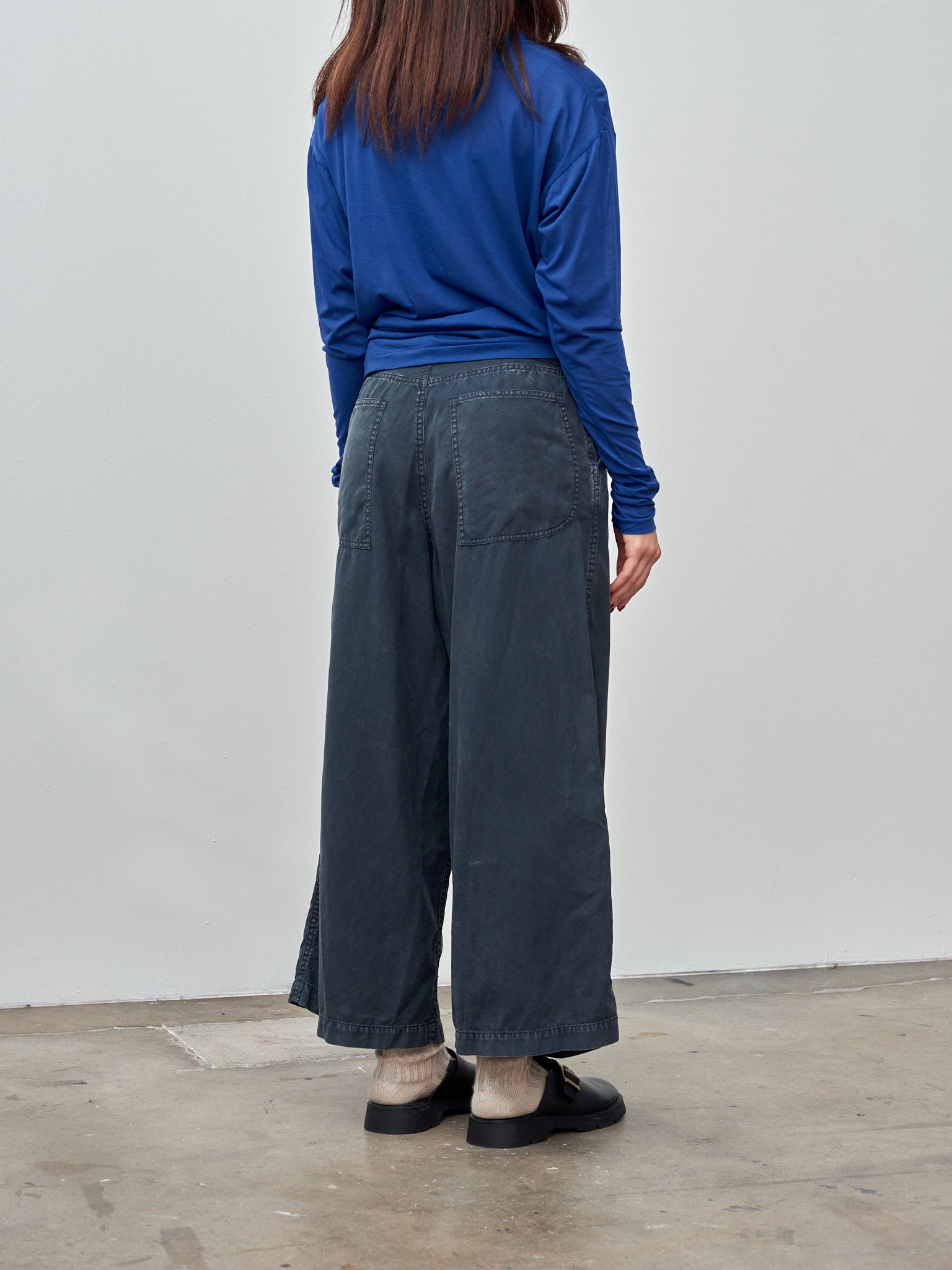 Namu Shop - Unfil Twisted Cotton Sheer Jersey Long Sleeve Tee - Lapis Blue