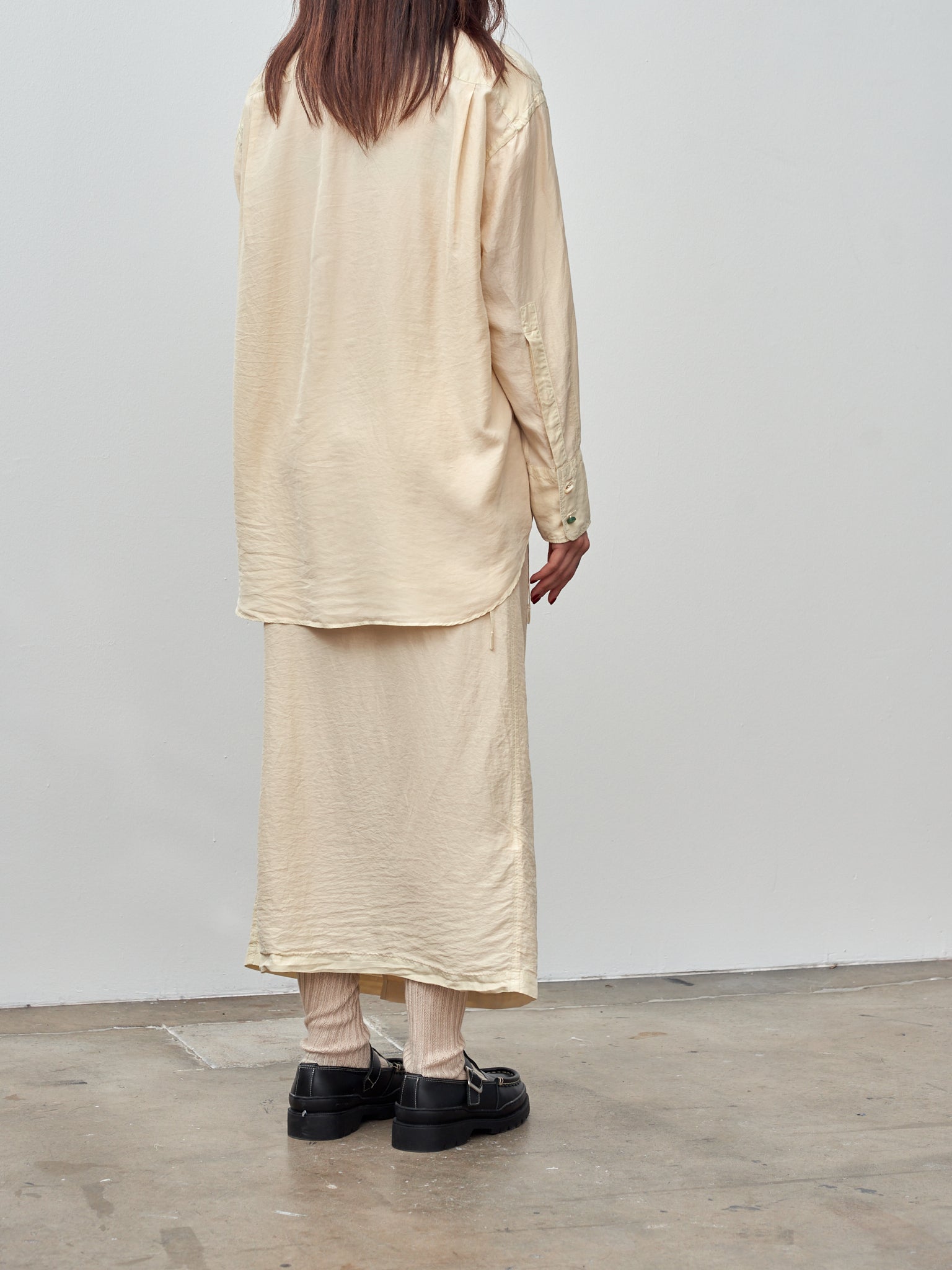 Namu Shop - Unfil Silk Habotai Oversized Shirt - Butter