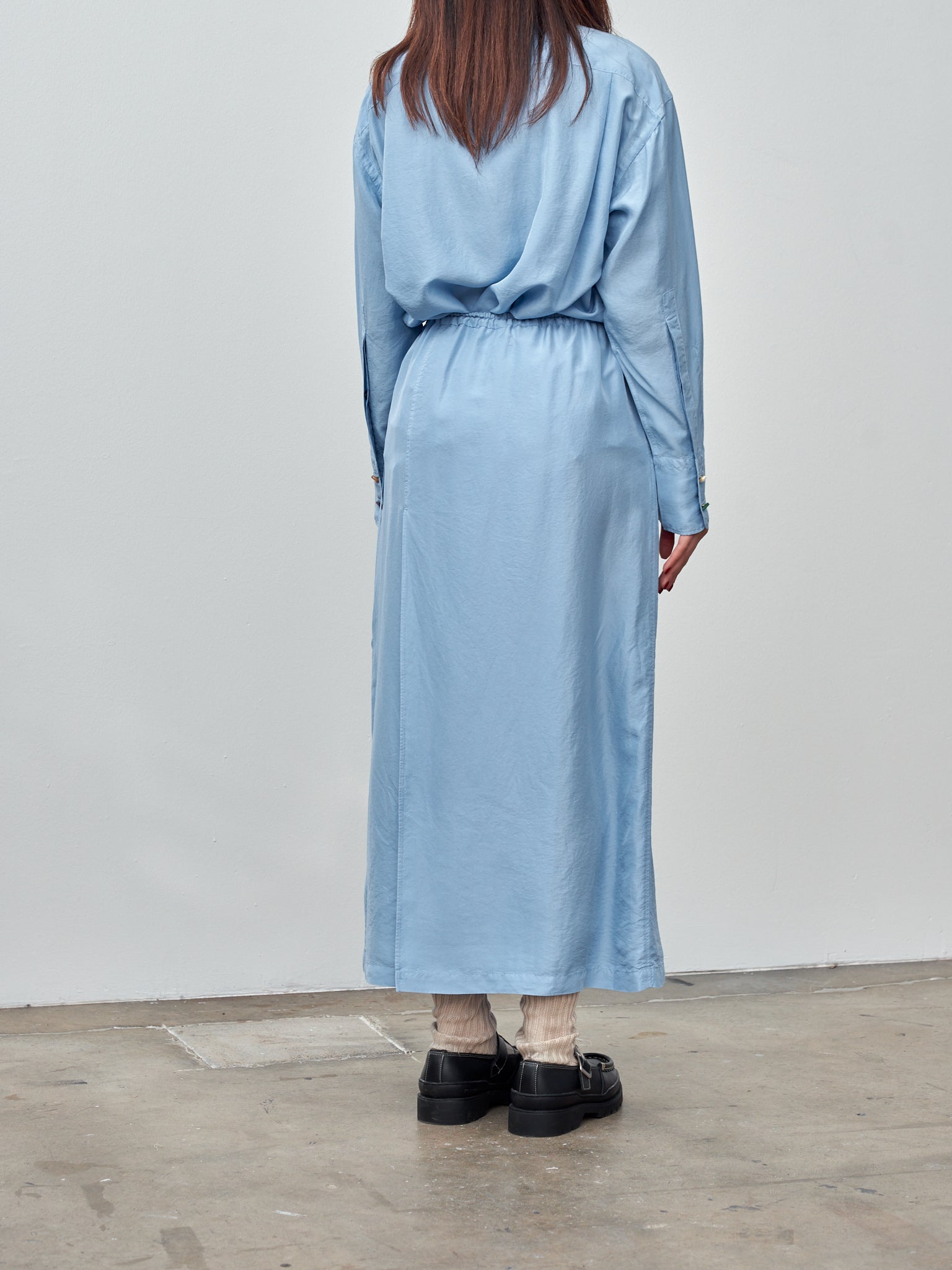 Namu Shop - Unfil Silk Habotai Maxi Skirt - Sax Blue