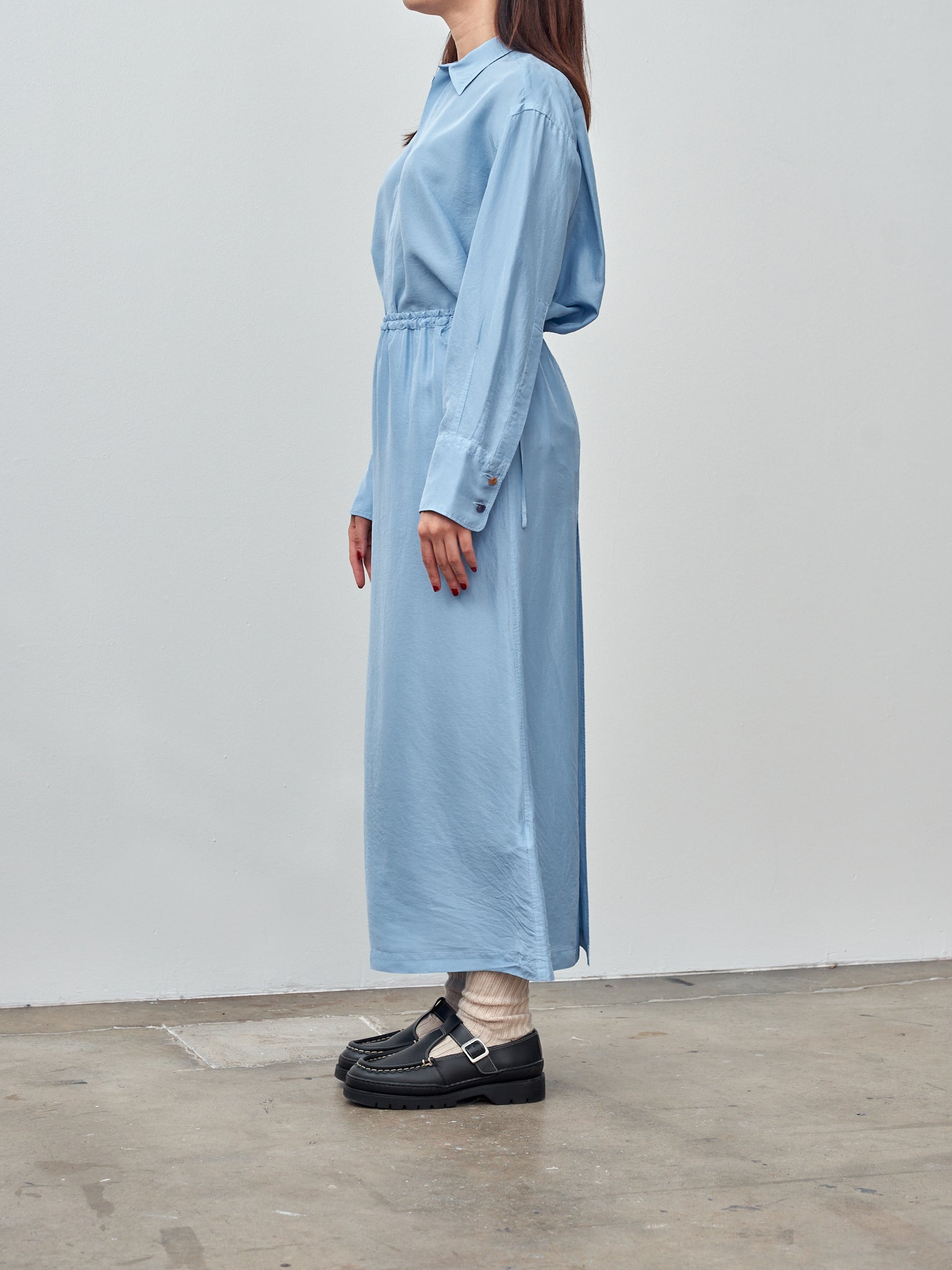 Namu Shop - Unfil Silk Habotai Maxi Skirt - Sax Blue