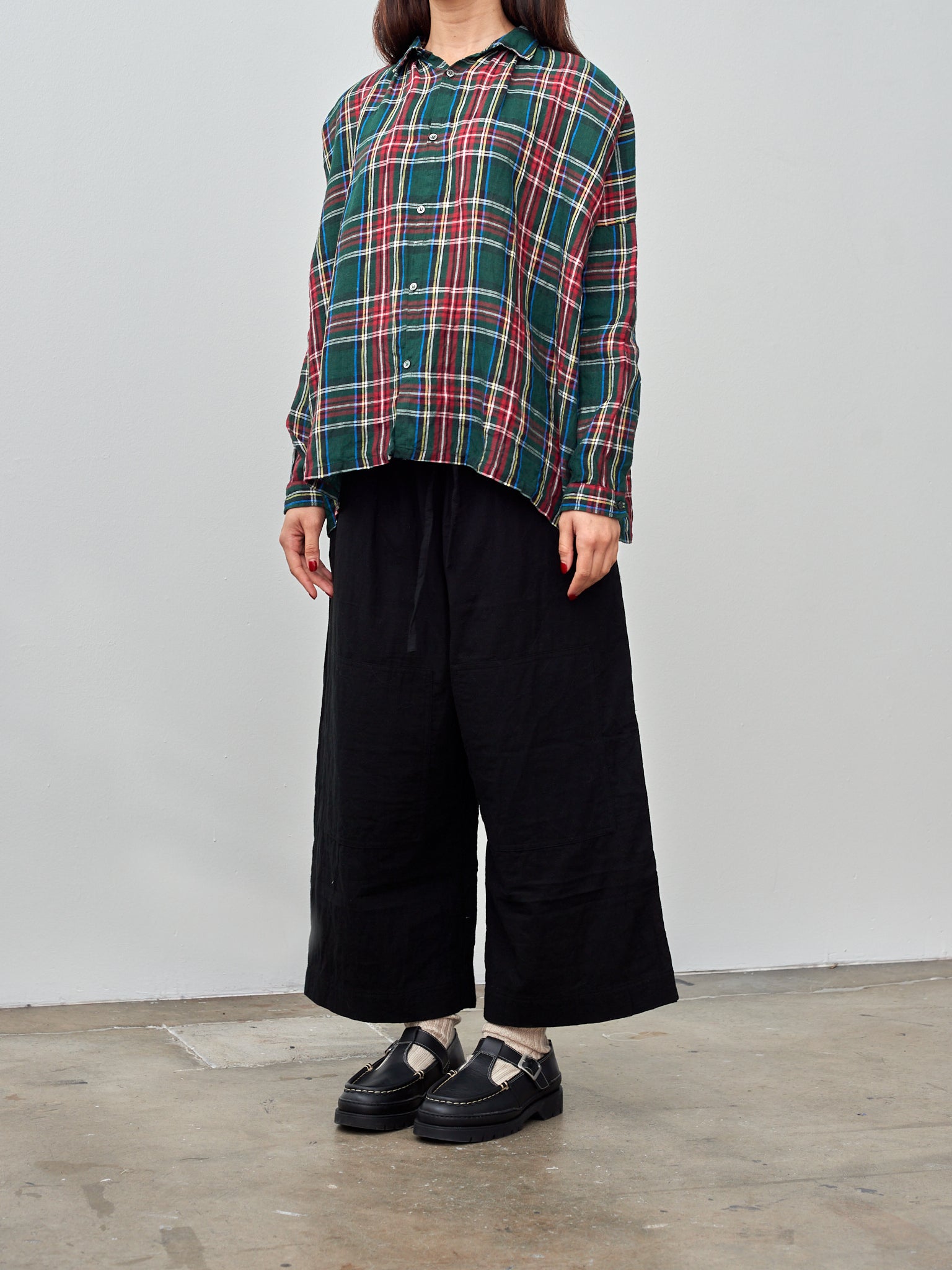 Namu Shop - Ichi Linen Tartan Shirt - Green