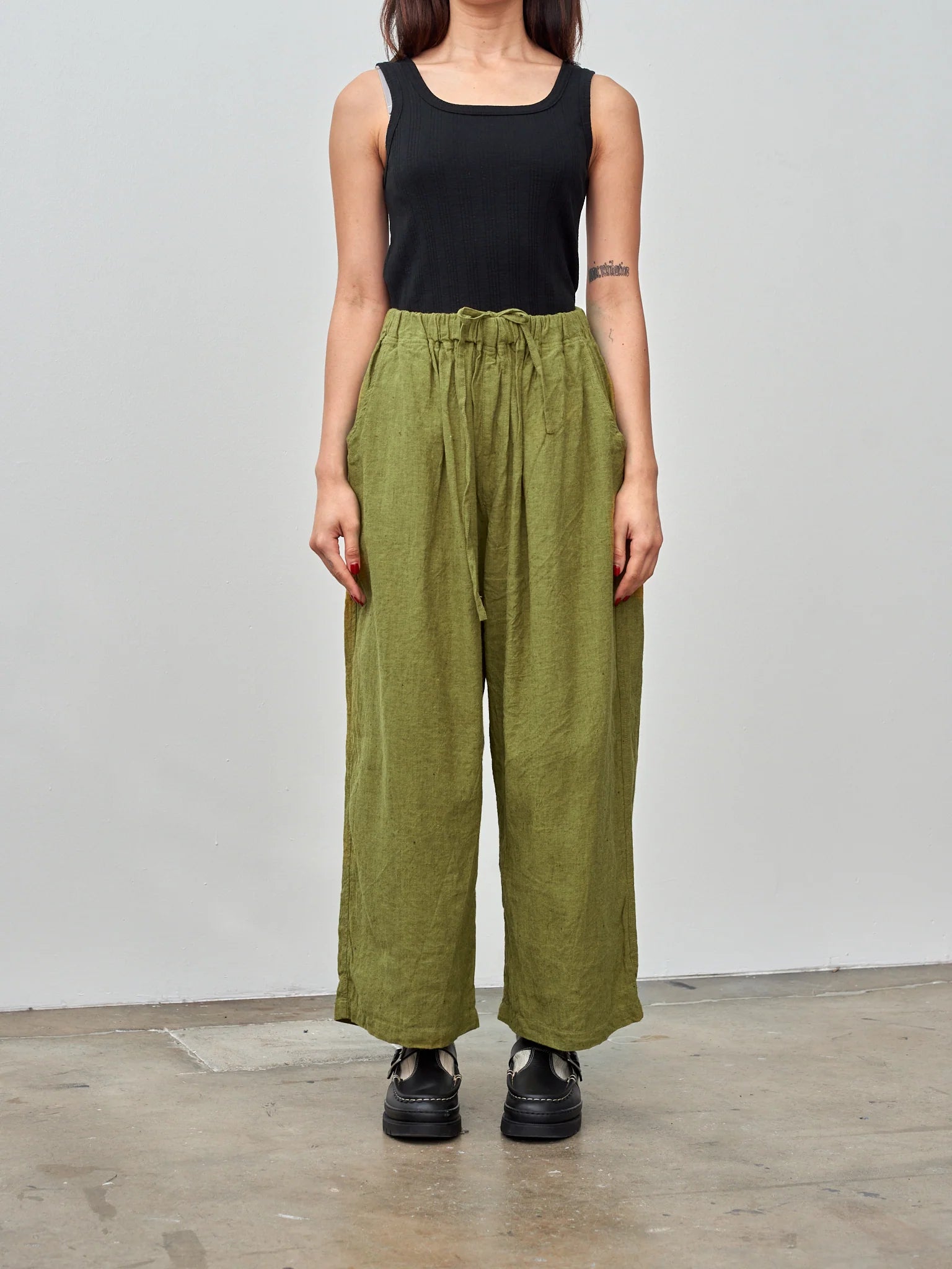 Namu Shop - Ichi Antiquites Herringbone Pants - Yellow Green