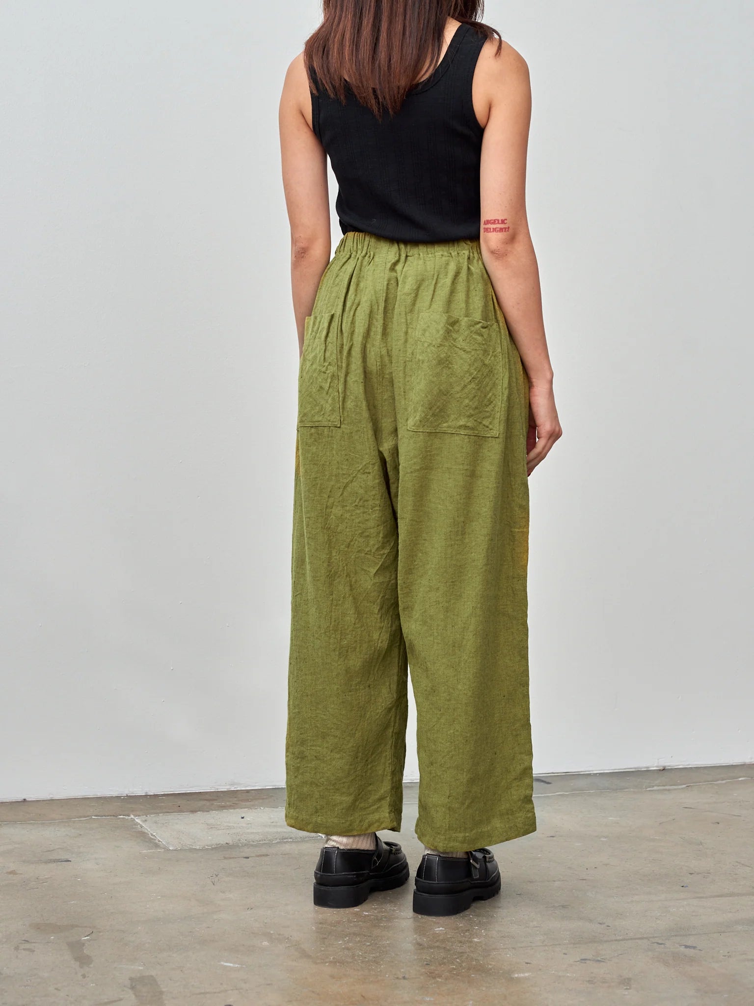 Namu Shop - Ichi Antiquites Herringbone Pants - Yellow Green