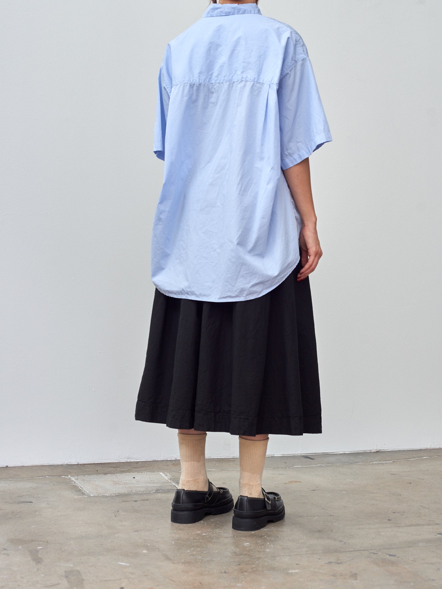 Namu Shop - Veritecoeur Half Sleeve Big Shirt - Sax Blue