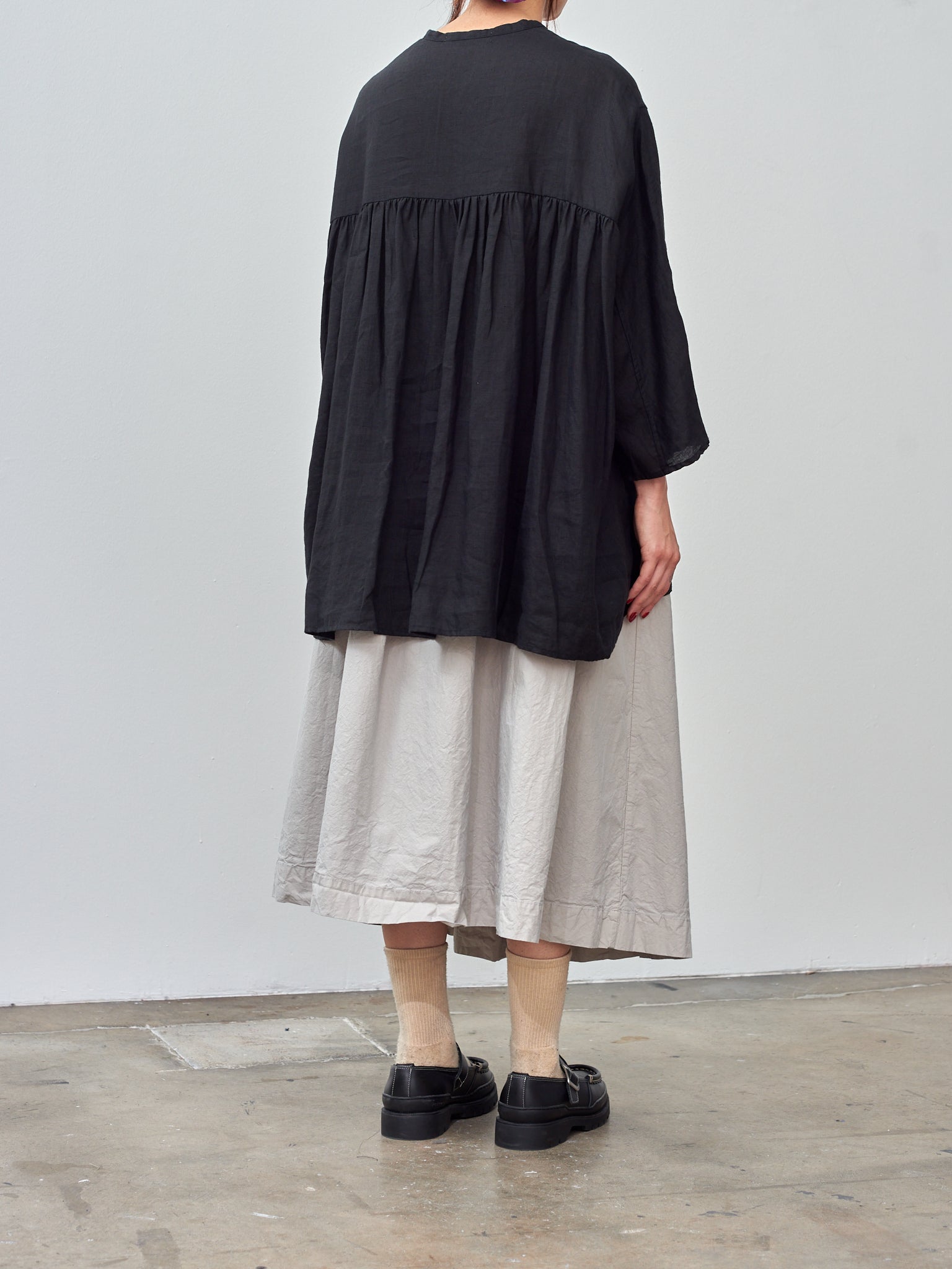 Namu Shop - Veritecoeur Gathered Blouse - Black
