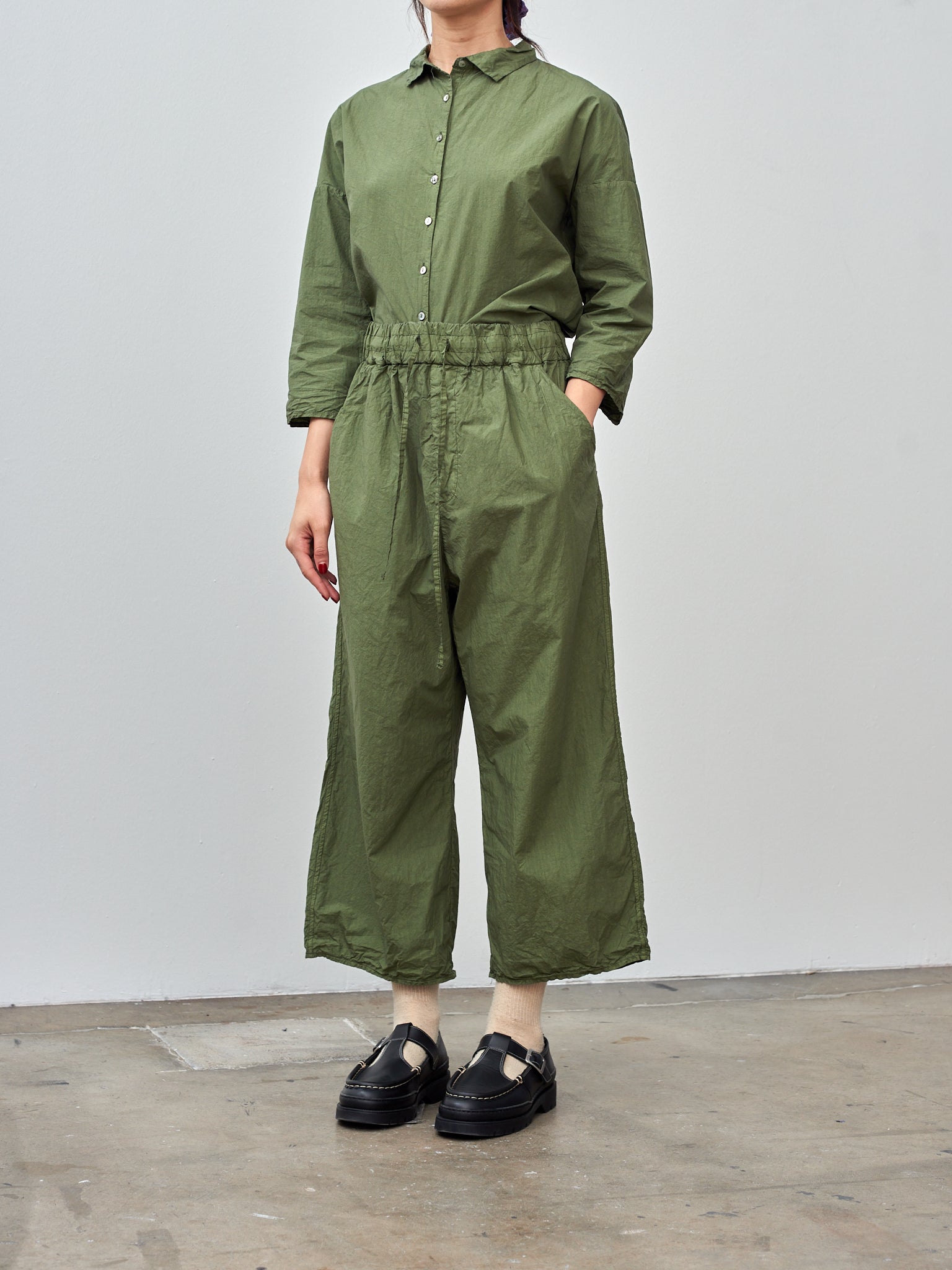 Namu Shop - Album di Famiglia Wide & Short Trousers TC - Green Lawn