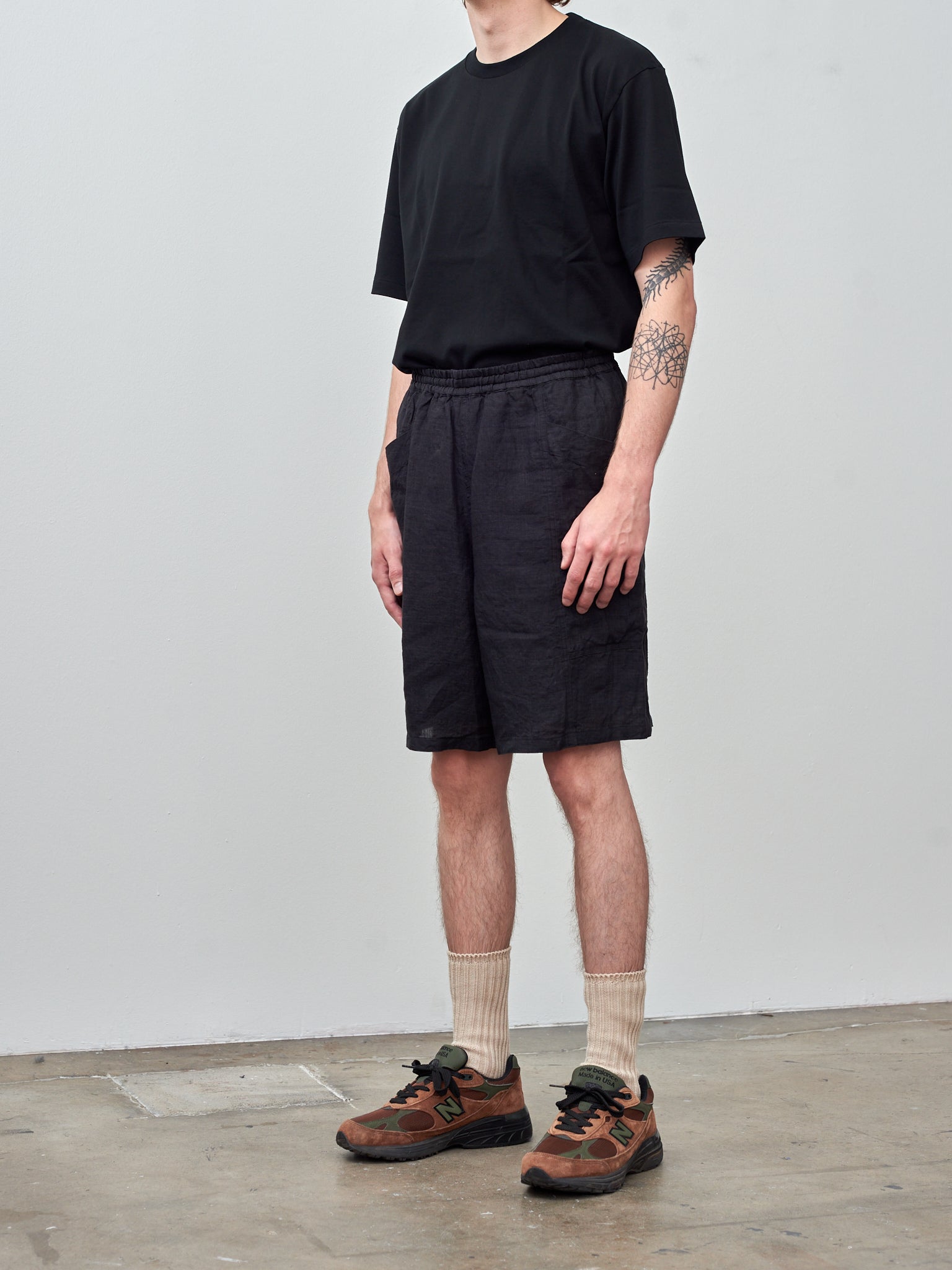 Namu Shop - Yleve Linen Poplin Shorts - Black