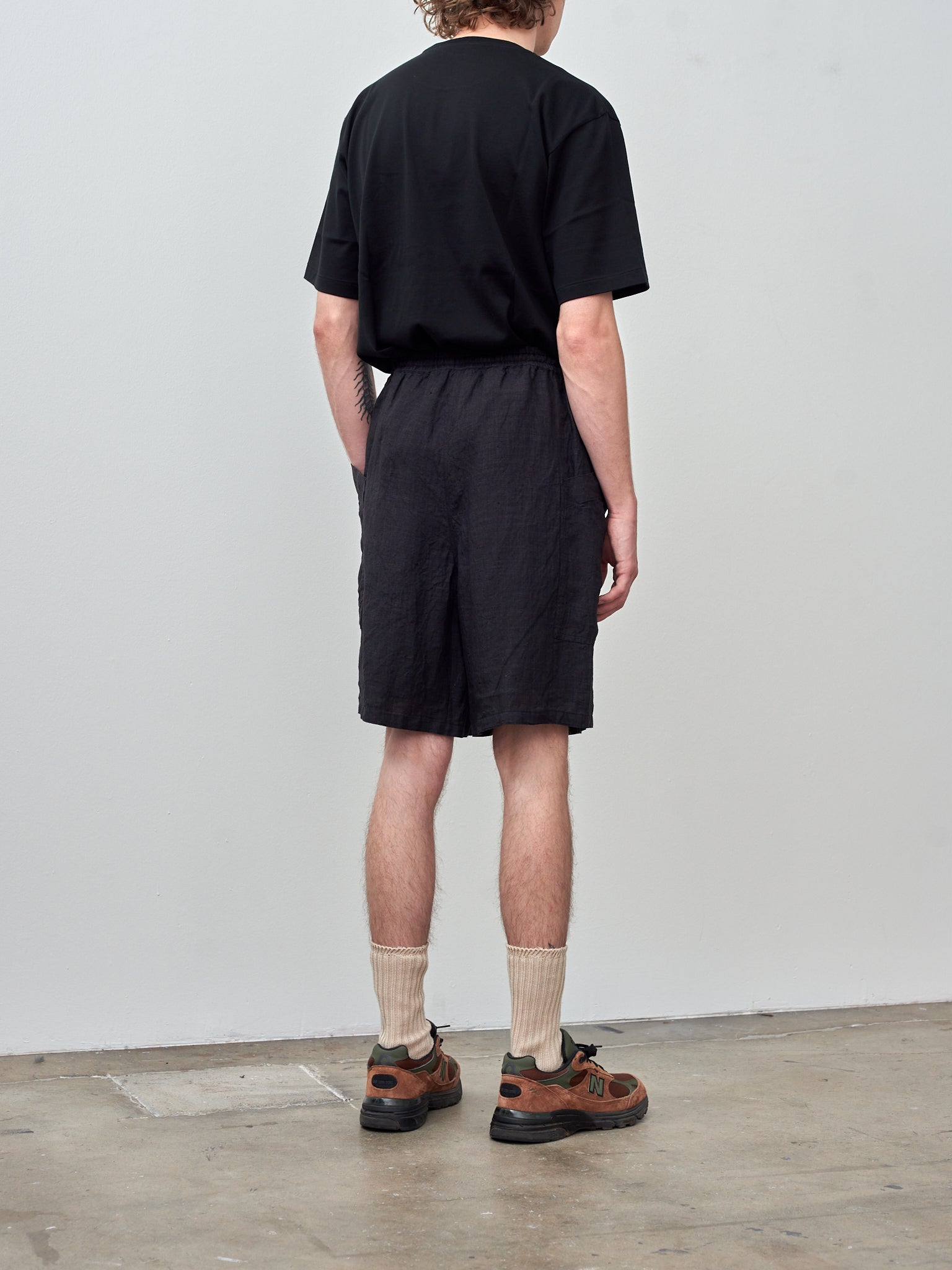 Namu Shop - Yleve Linen Poplin Shorts - Black