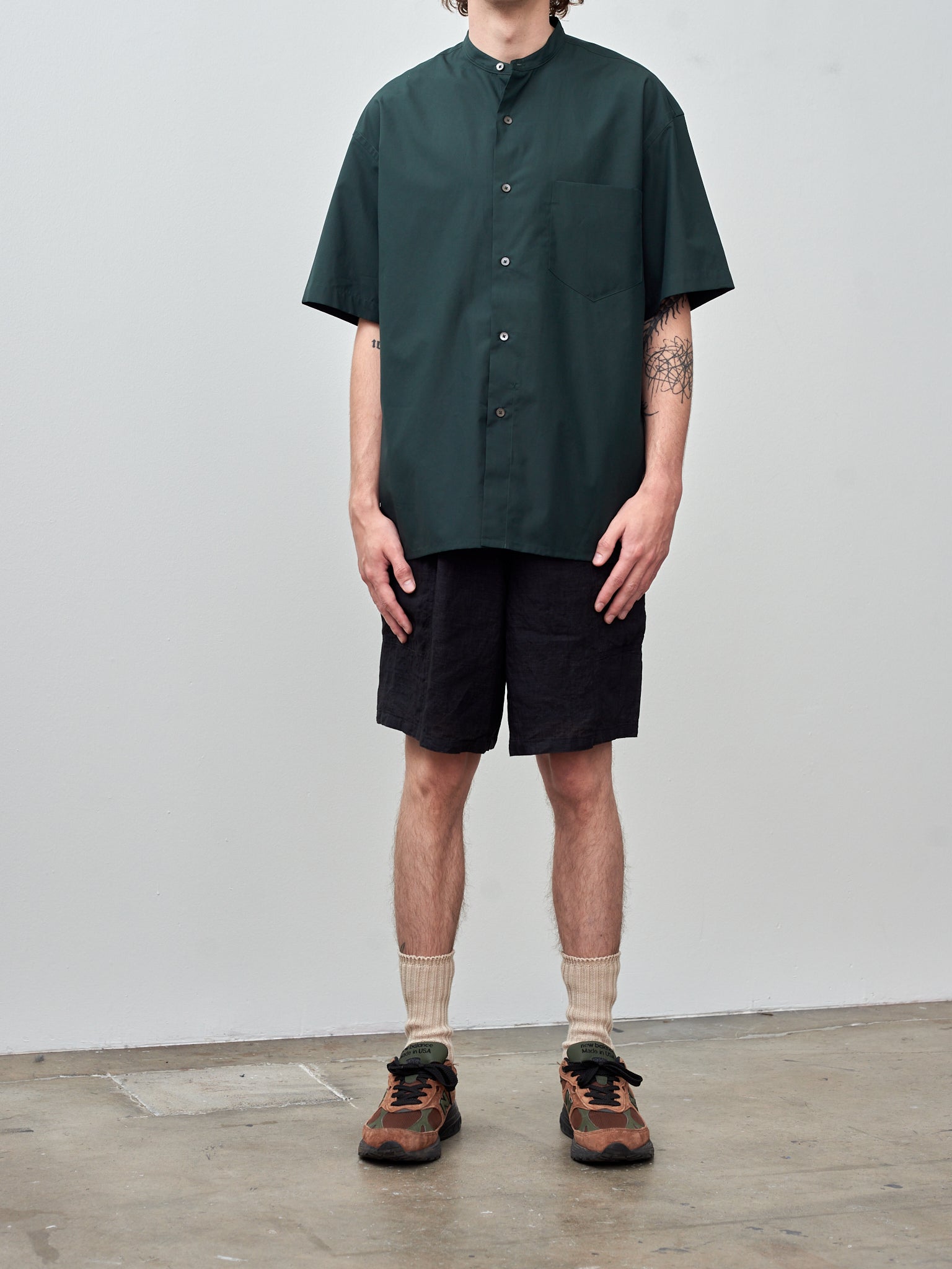 Namu Shop - Yleve Finx Cotton Weather S/S Shirt - Dark Green