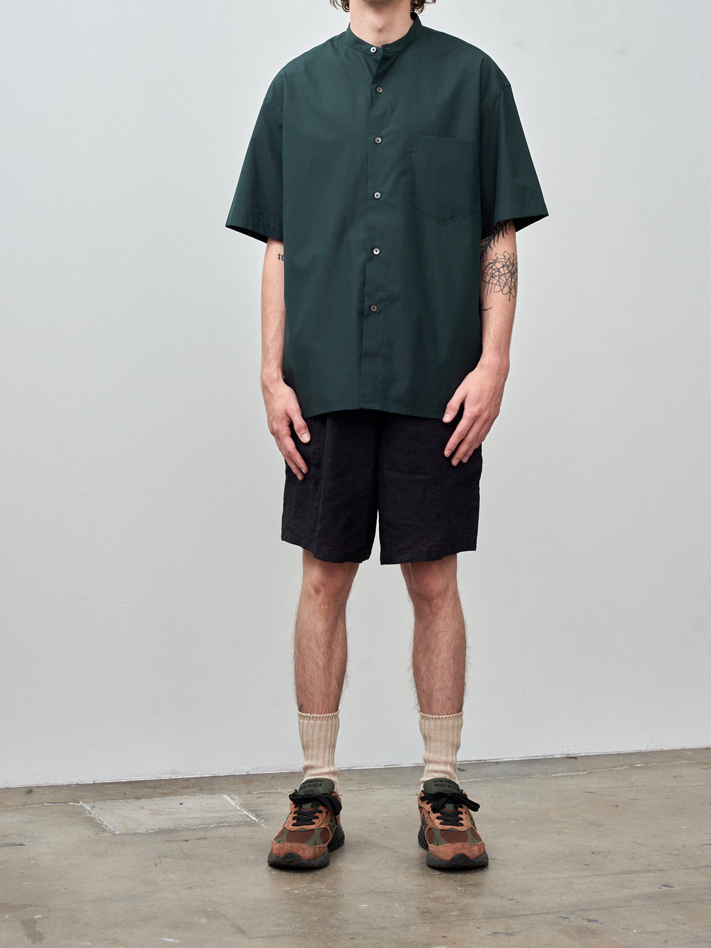 Namu Shop - Yleve Finx Cotton Weather S/S Shirt - Dark Green