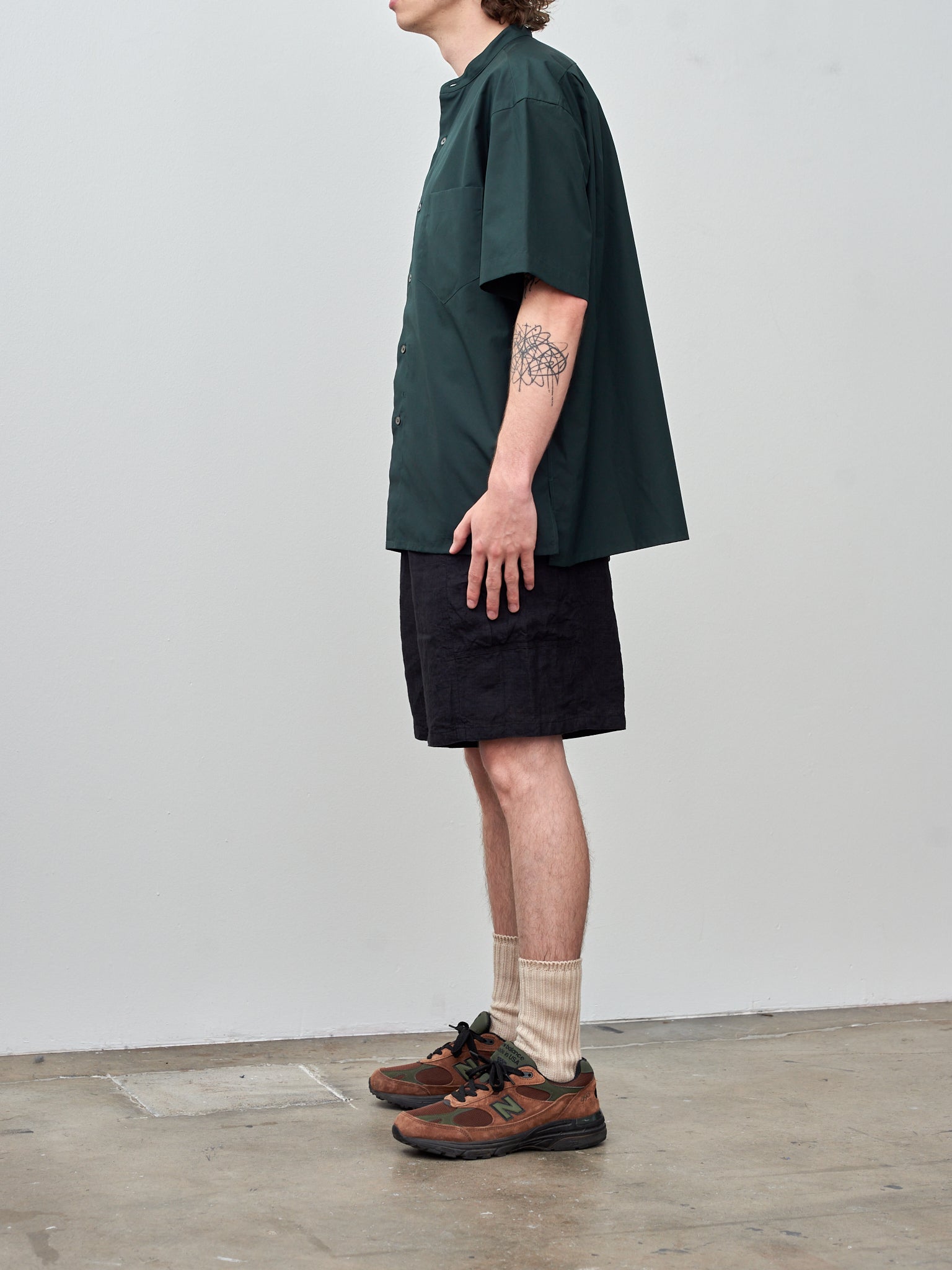Namu Shop - Yleve Finx Cotton Weather S/S Shirt - Dark Green