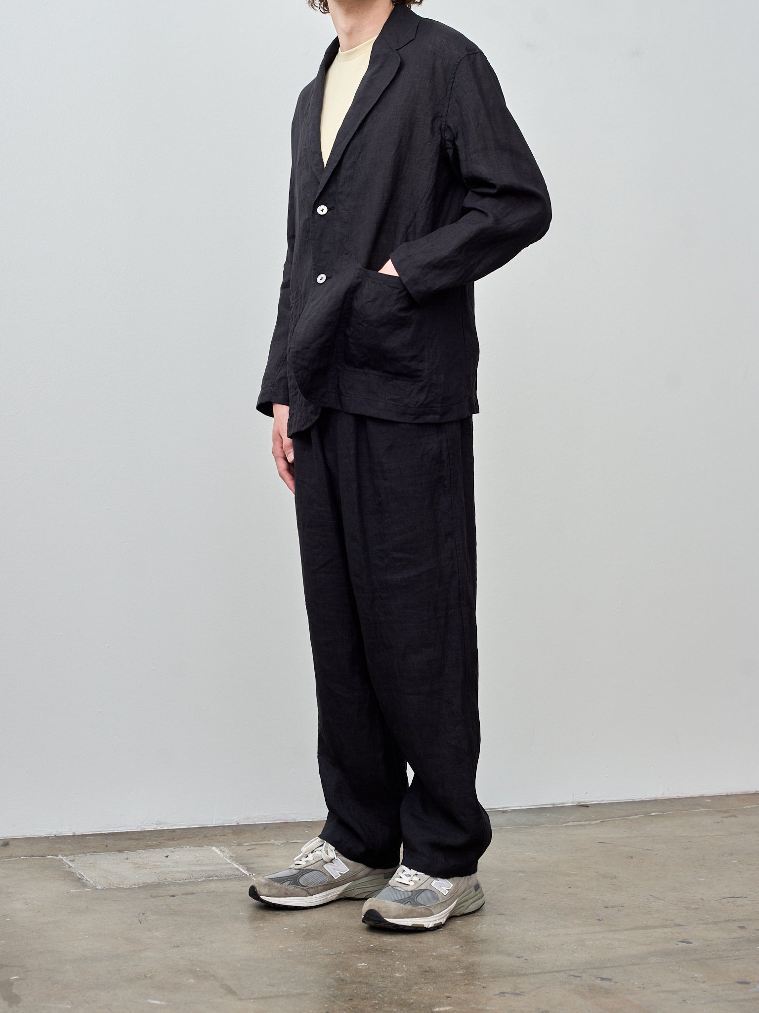 Namu Shop - Yleve Linen Poplin Blazer - Black