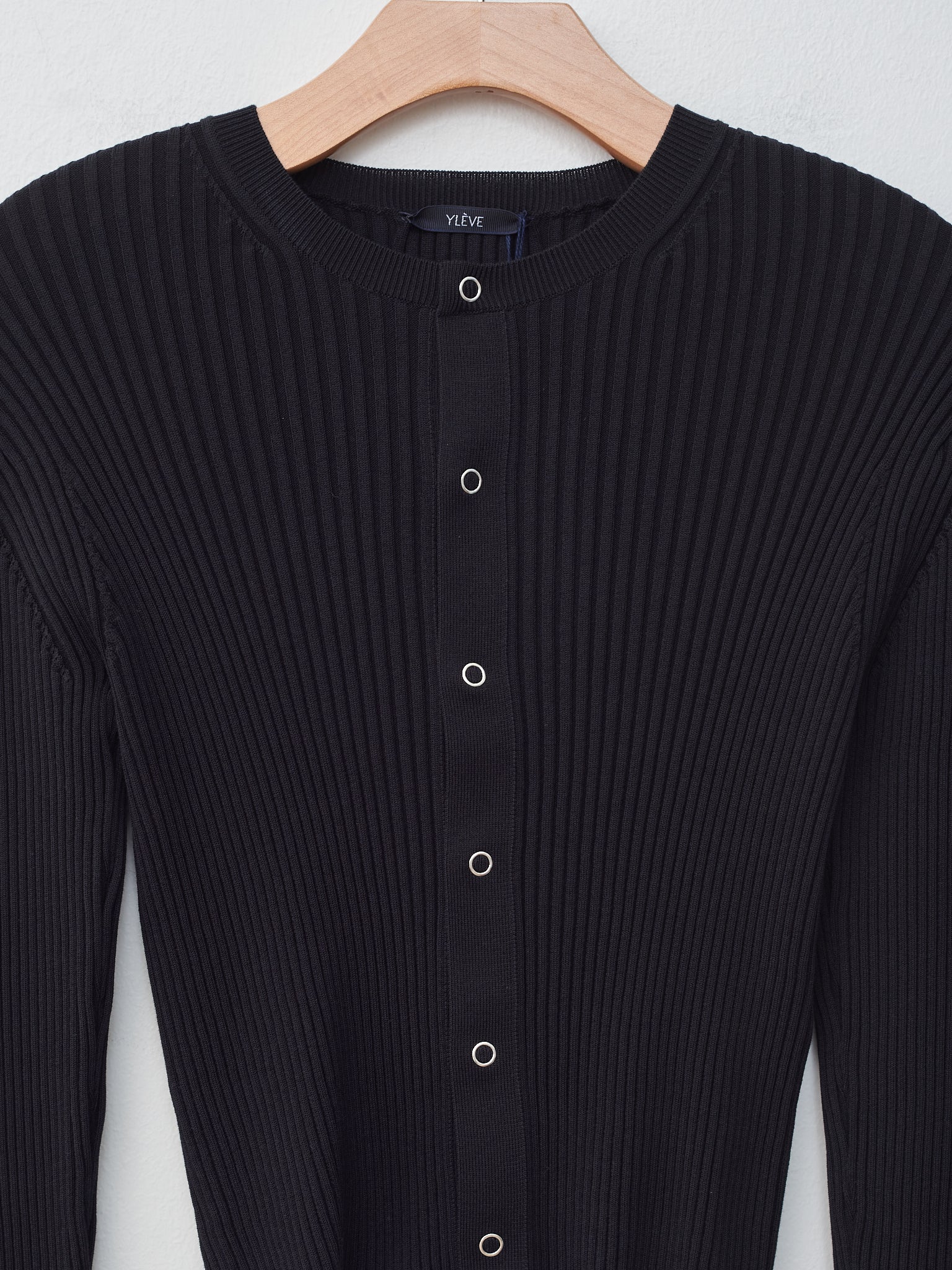 Namu Shop - Yleve Cotton Nylon Knit Cardigan - Black