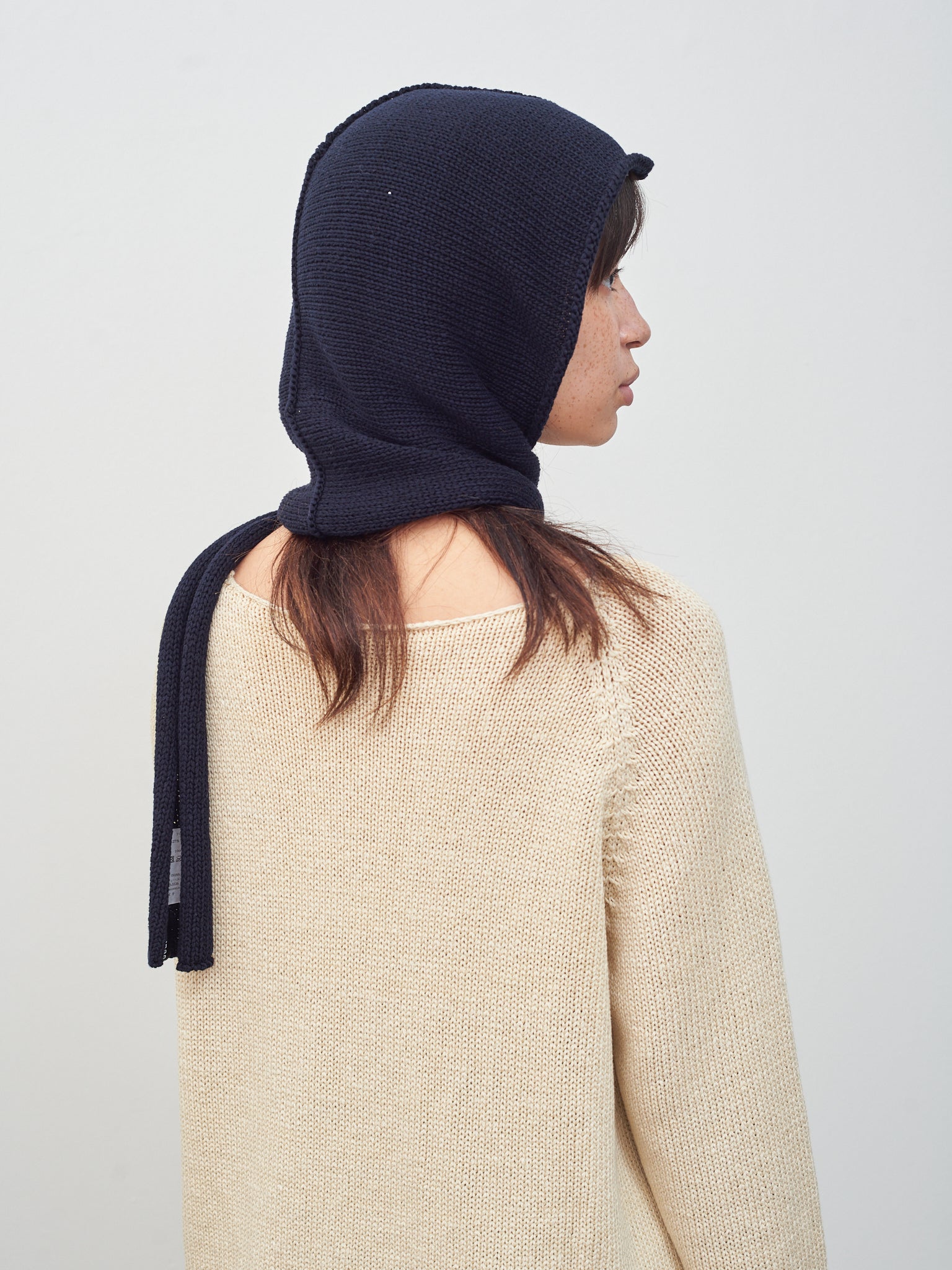 Namu Shop - Veritecoeur Cotton Silkette Hooded Stole - Dark Navy