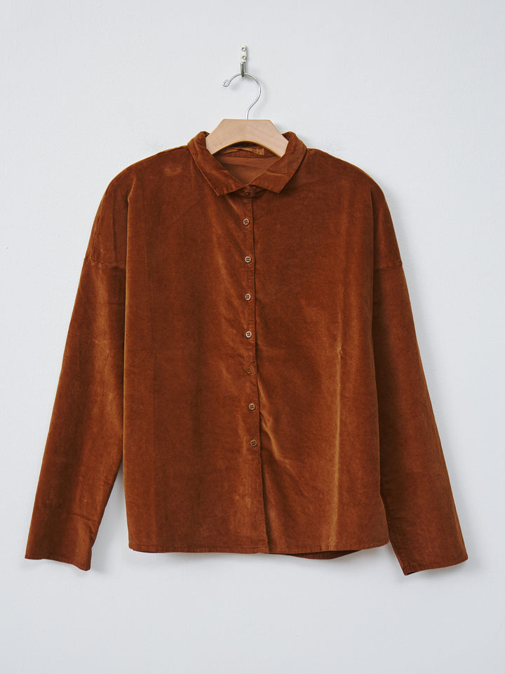 Namu Shop - Album di Famiglia Velvet Short Collar Shirt - Rust
