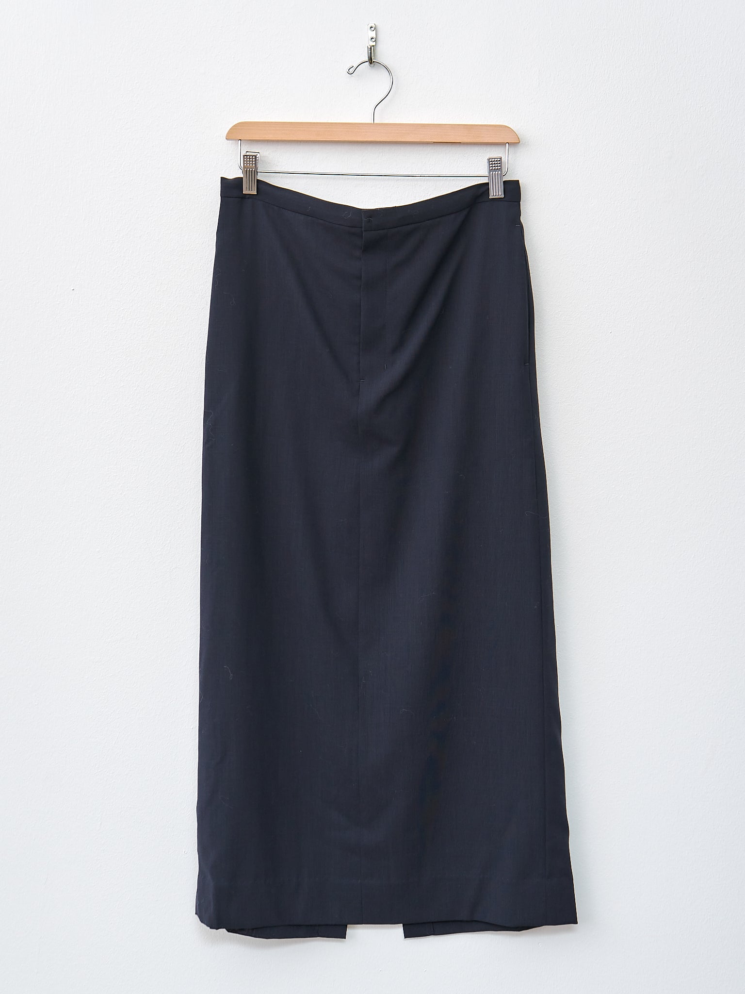 Namu Shop - Aton Wool Lawn Straight Skirt - Navy