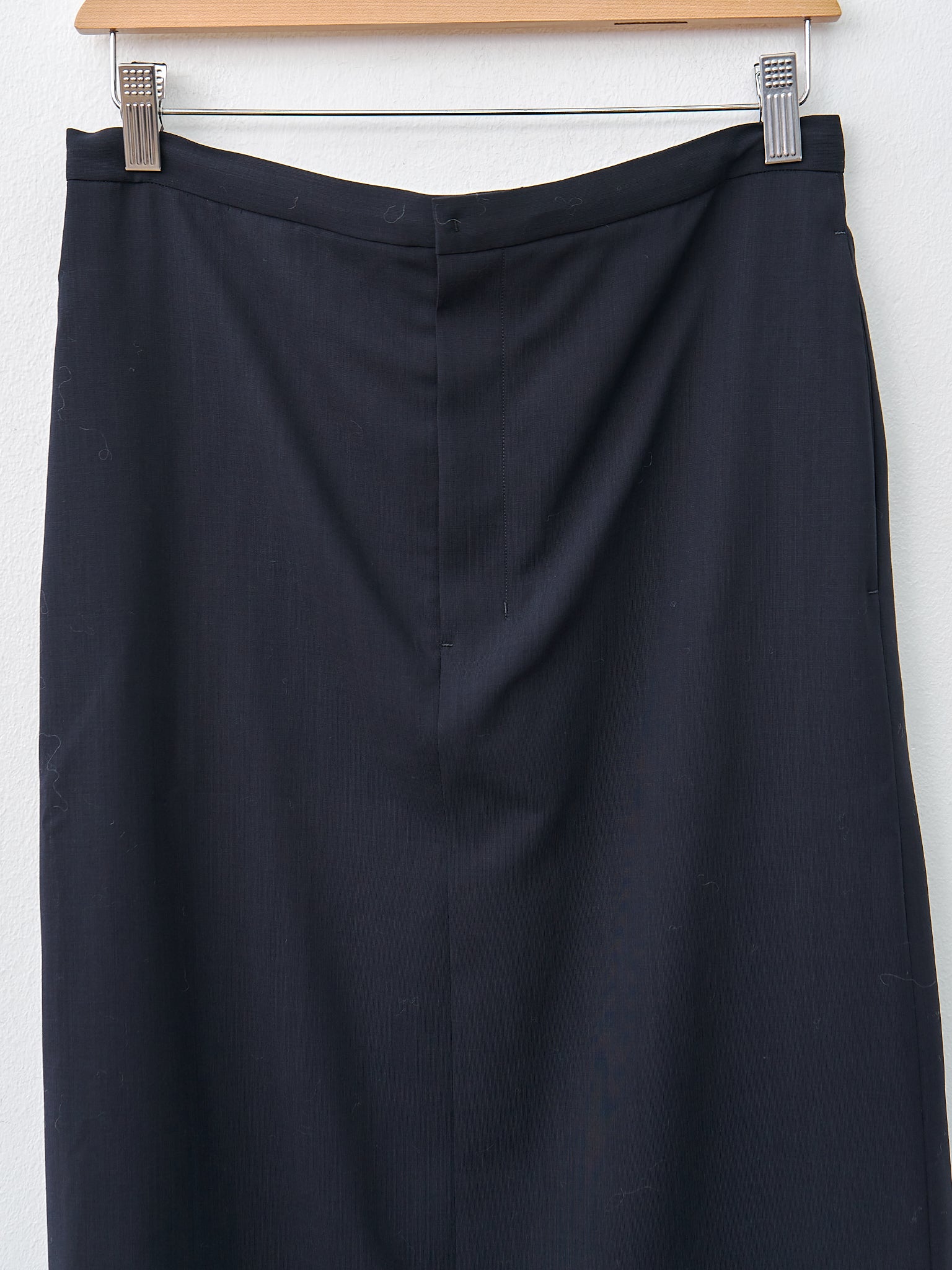 Namu Shop - Aton Wool Lawn Straight Skirt - Navy