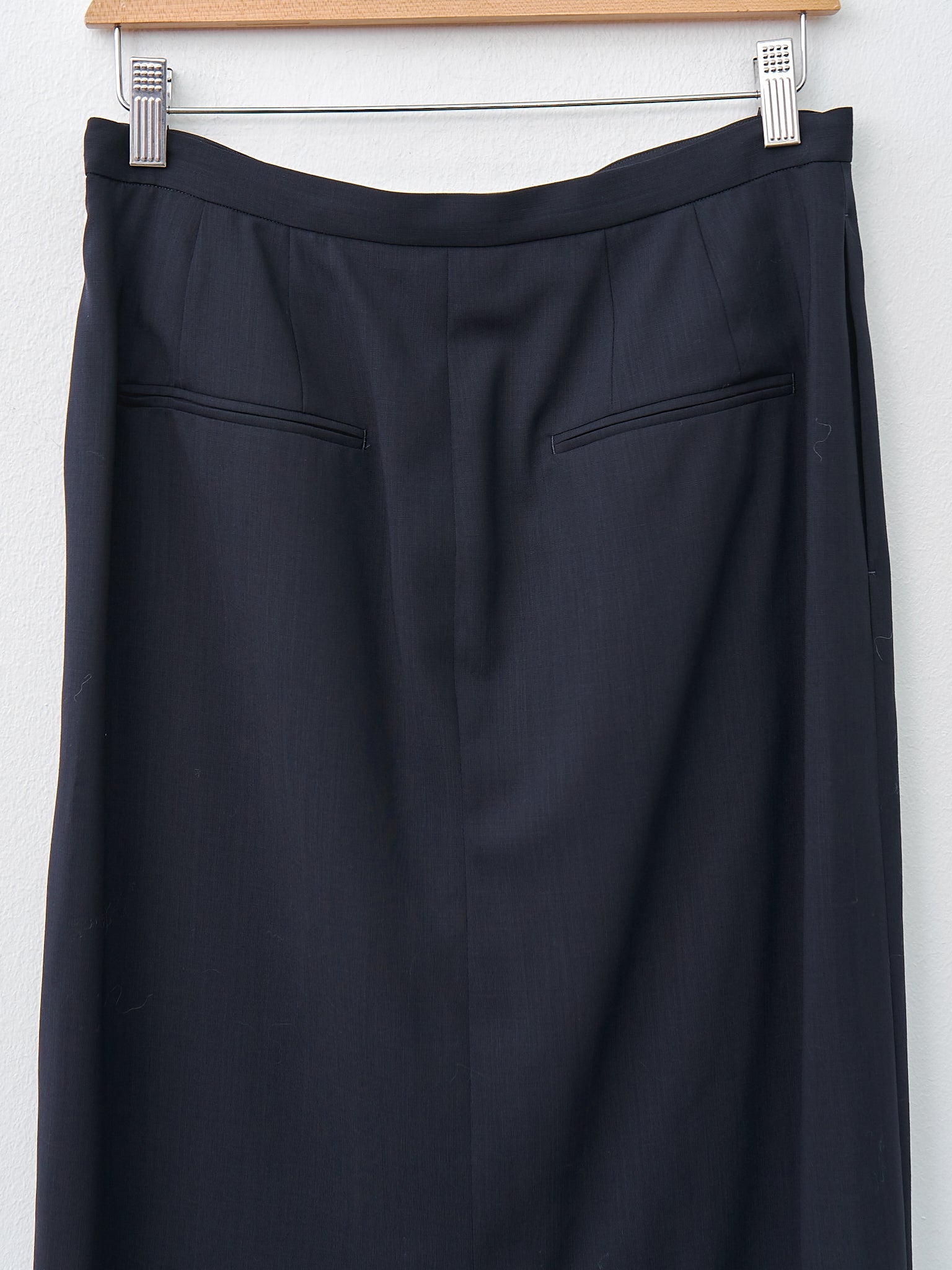 Namu Shop - Aton Wool Lawn Straight Skirt - Navy