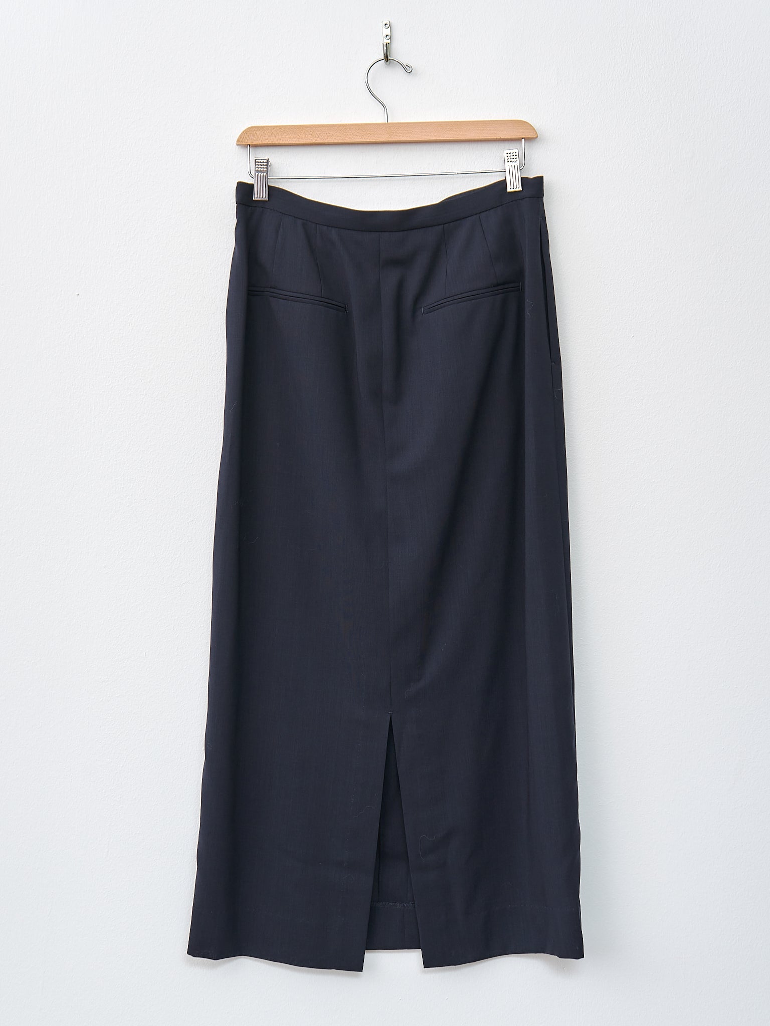 Namu Shop - Aton Wool Lawn Straight Skirt - Navy