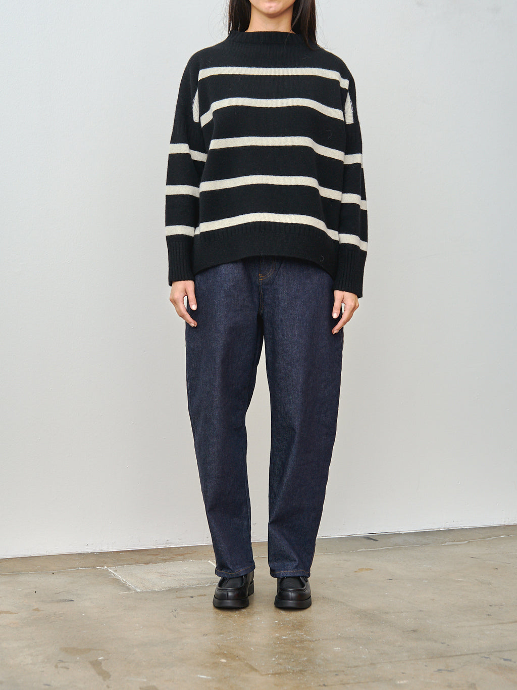 Namu Shop - Nicholson & Nicholson Heriot Knit - Black/Off-White Stripe