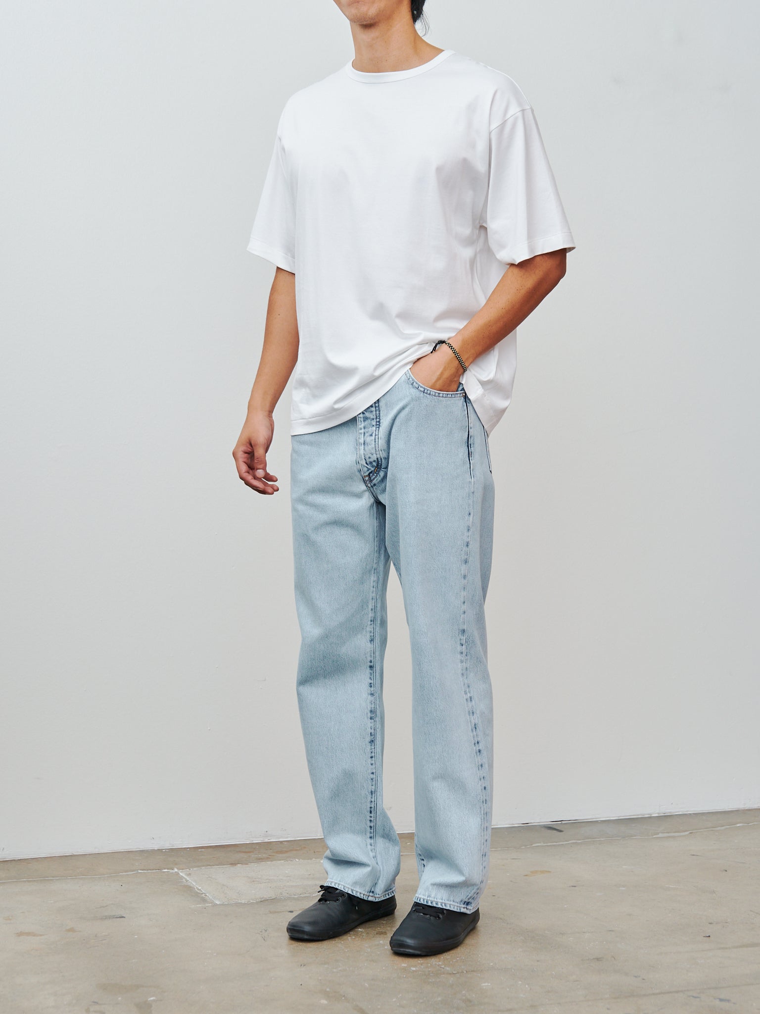 Namu Shop - Kaptain Sunshine Suvin Suede Tenjiku Half Sleeve Tee - White