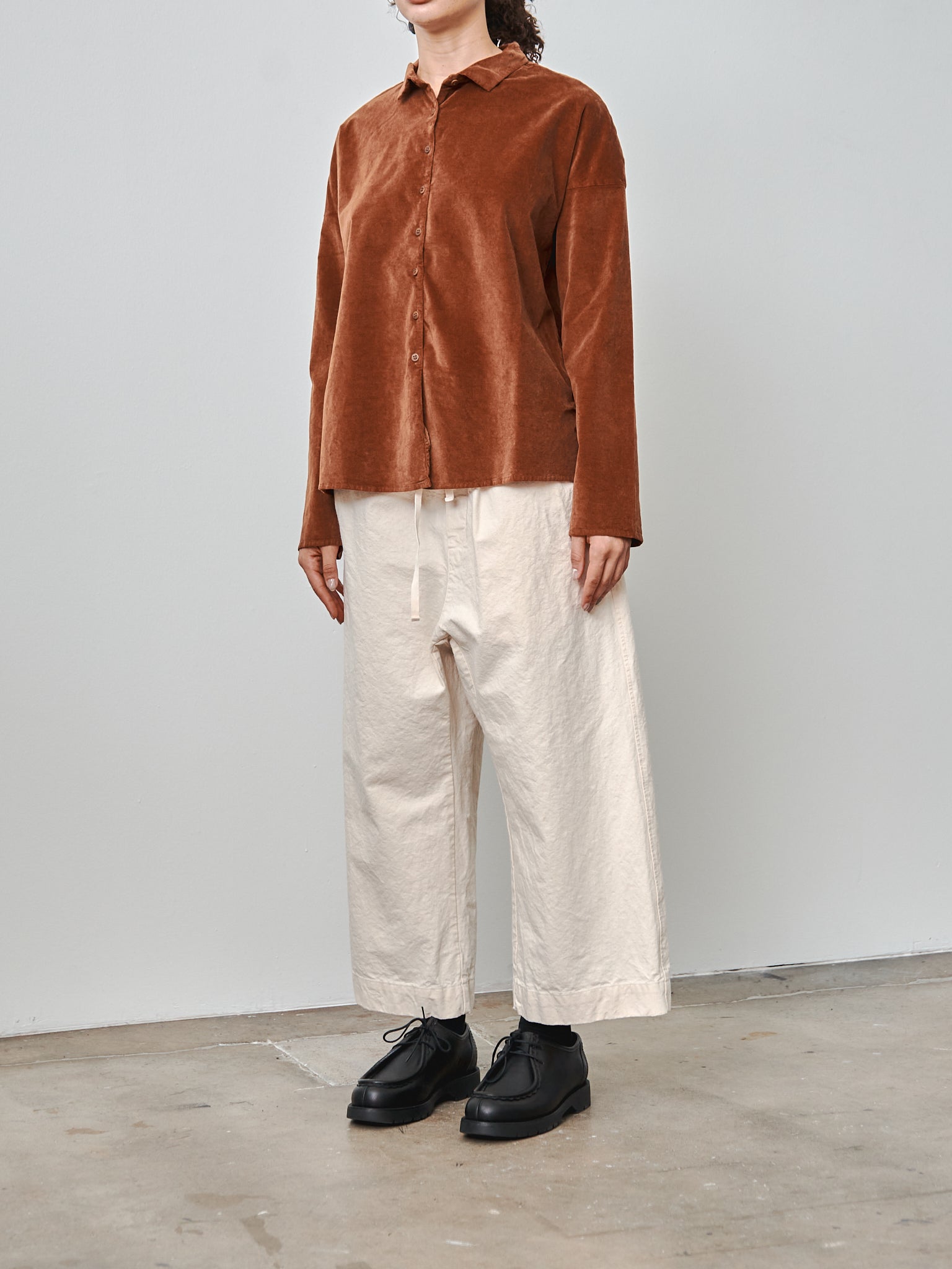 Namu Shop - Album di Famiglia Velvet Short Collar Shirt - Rust