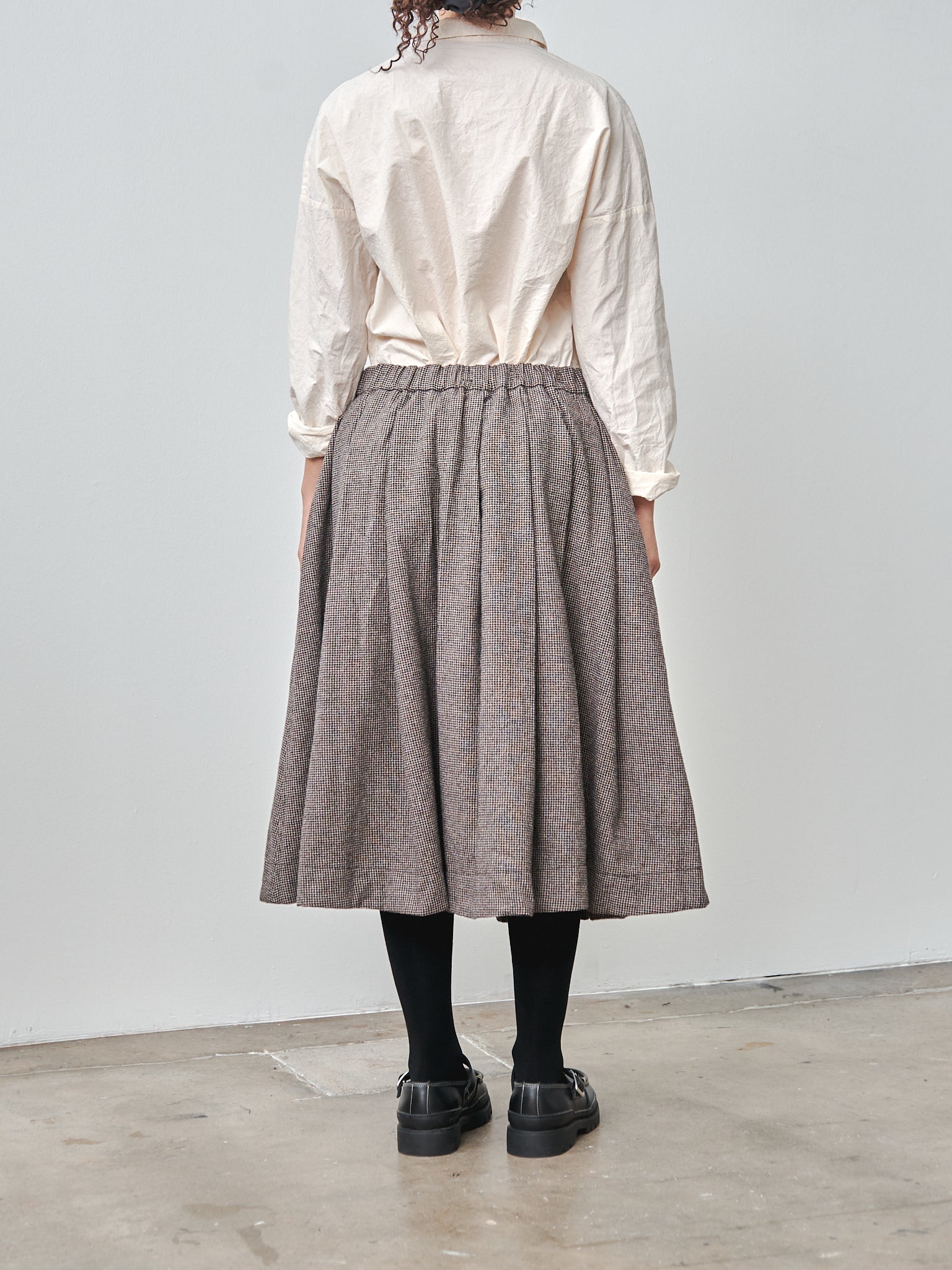 Namu Shop - Album di Famiglia Pleated Skirt Pied-De-Poule - Coffee