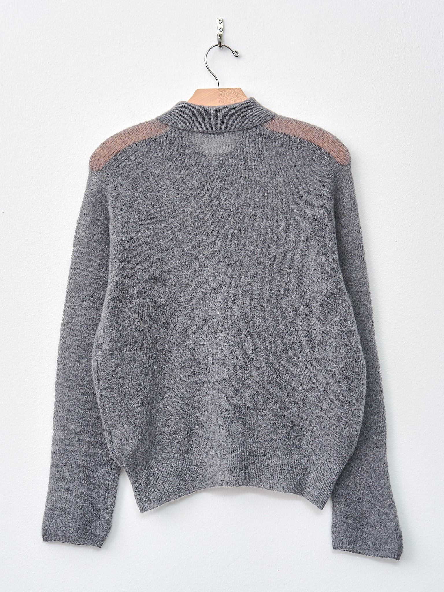 Namu Shop - Aton Super Kid Mohair Polo Cardigan - Charcoal
