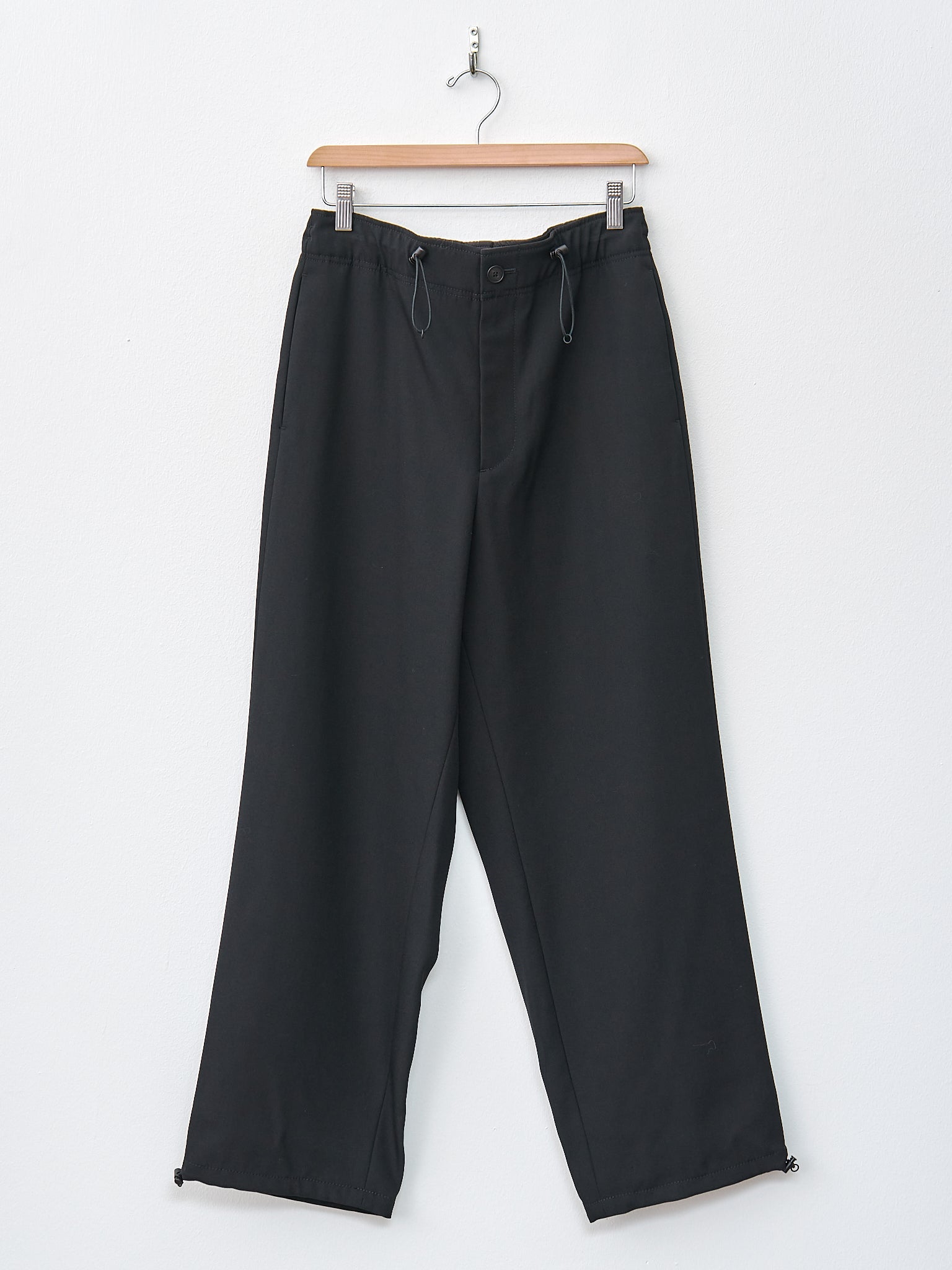 Namu Shop - Aton Back Satin Wool Utility Pants - Black