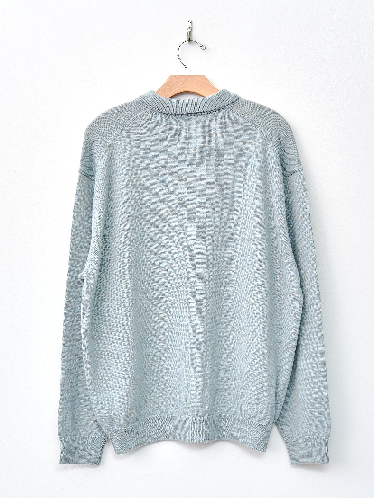 Namu Shop - Aton Baby Alpaca Linen Zip Up Polo Sweater - Sax