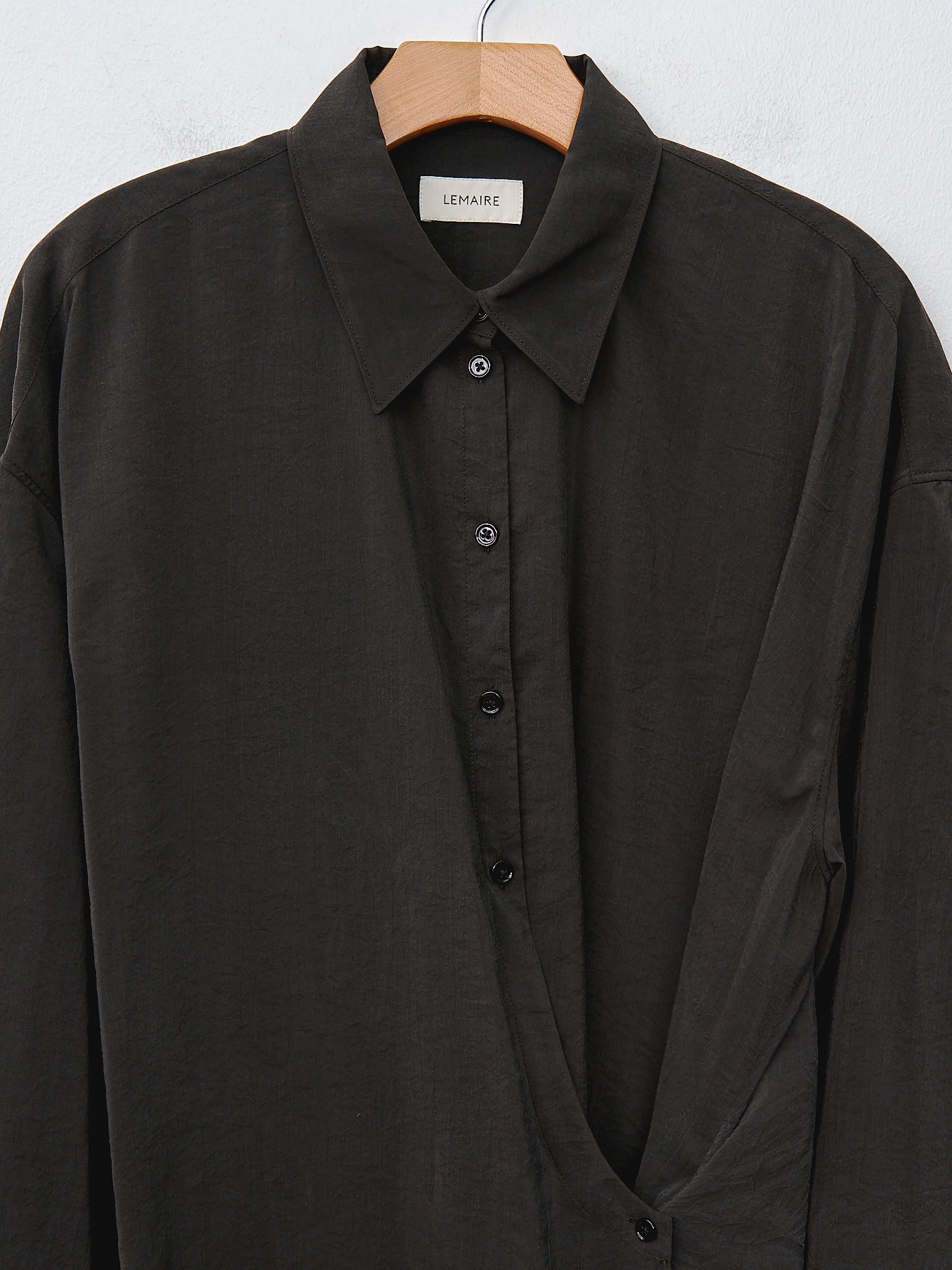 Namu Shop - Lemaire Straight Collar Twisted Dress - Dark Espresso